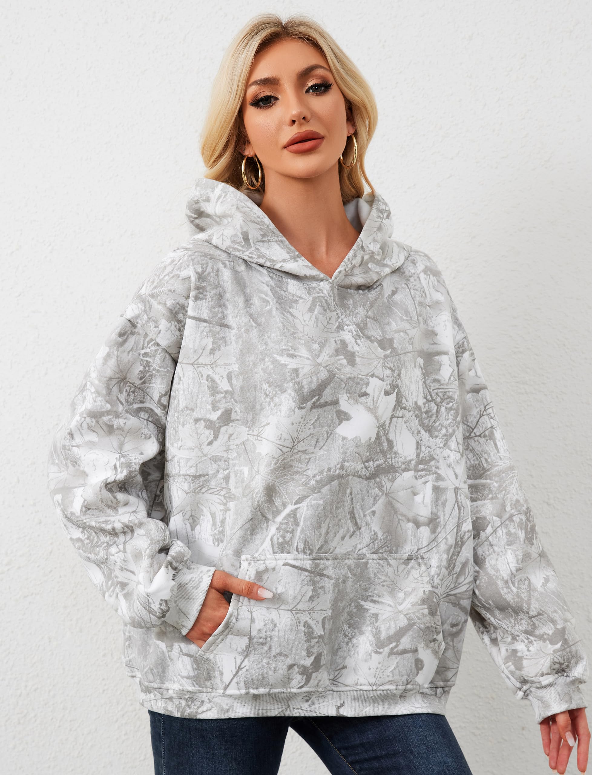Dsewpaur Camo Hoodie for Women Men Casual Donna
