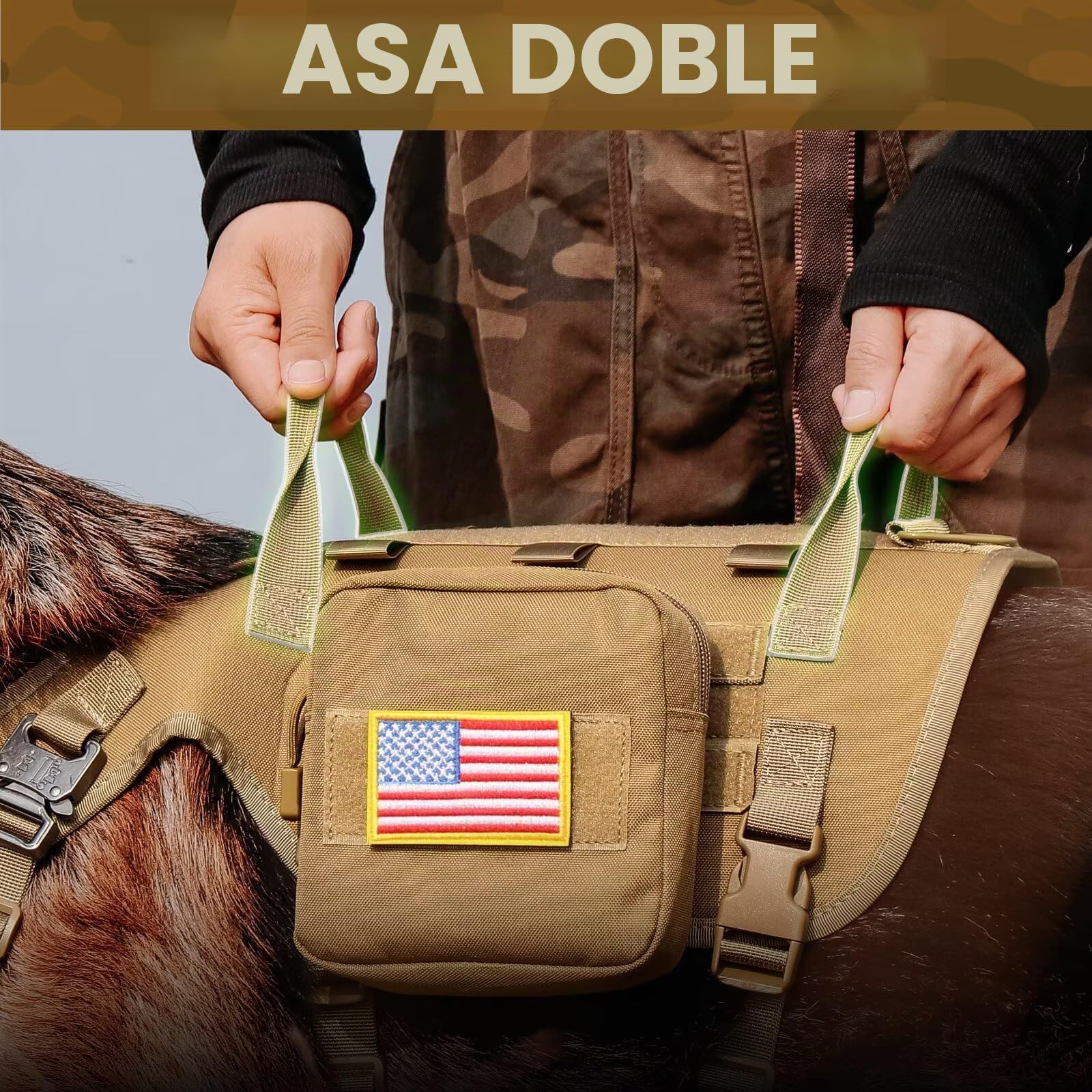 Forestpaw - Arnés táctico para Perros con Correa elástica, arnés Militar antitirones para Entrenamiento de Caminata, Ajustable para Perros medianos y Grandes, Caqui, para Pecho de 54,6 a 114,3 cm