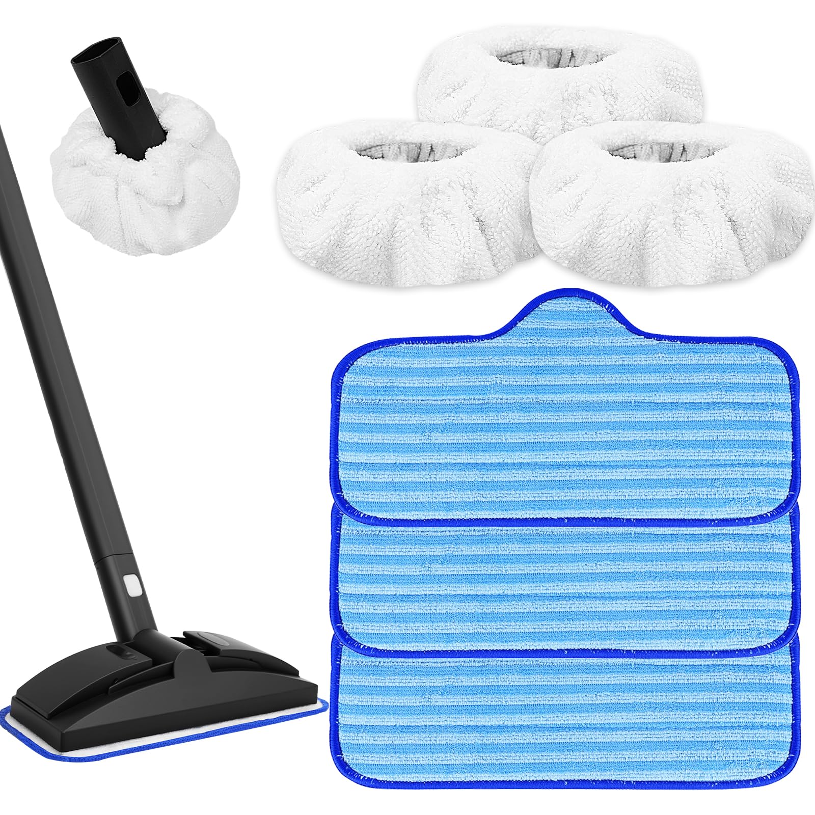 KeeTidy Reusable Microfiber Pads Compatible with Dupray Neat Steam Cleaner Replacement Mop Cleaning Pads, Reusable Cloths and Small Bonnets, 3+3 Pack