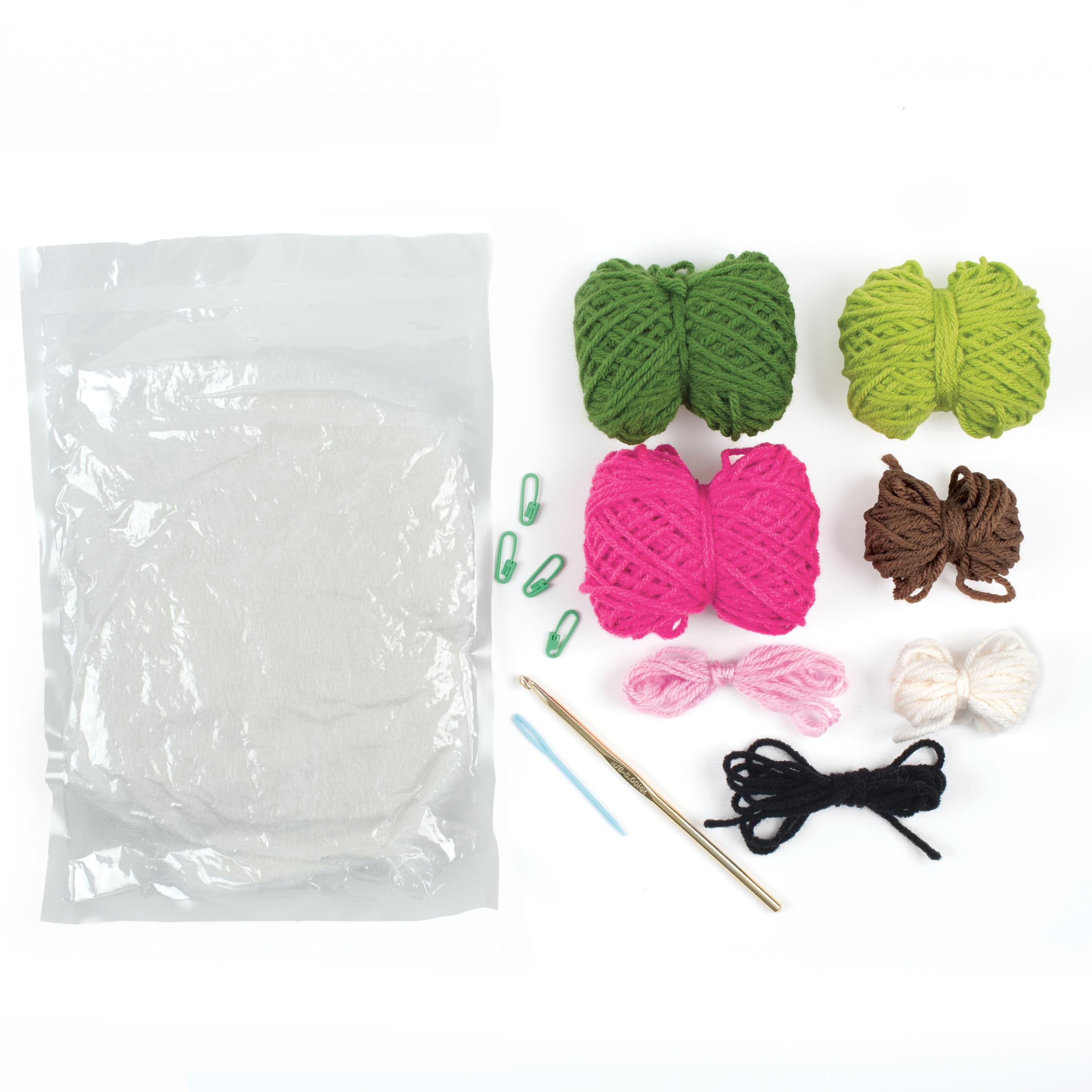 Boye 43-40235 Avocado and Strawberry Stuffie Learn to Crochet Kit for Beginners with 2 Projects, Multicolor, 15 Pieces