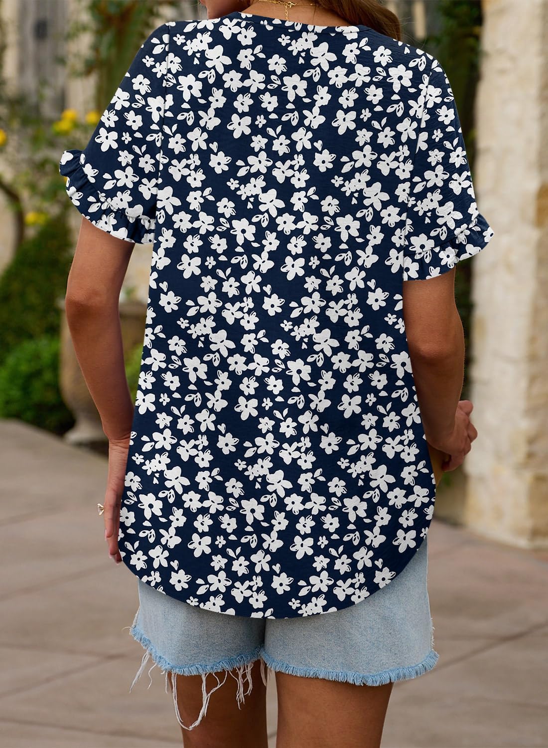 CRAZY GRID Women's Shirts Summer Casual Crewneck Short Sleeve Blouses Cute Floral Print Tunic Tops - Image 3