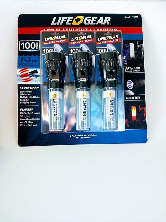 Download Life Gear Led Flashlight Lantern 3 Pack 100 Lumens Amazon Com