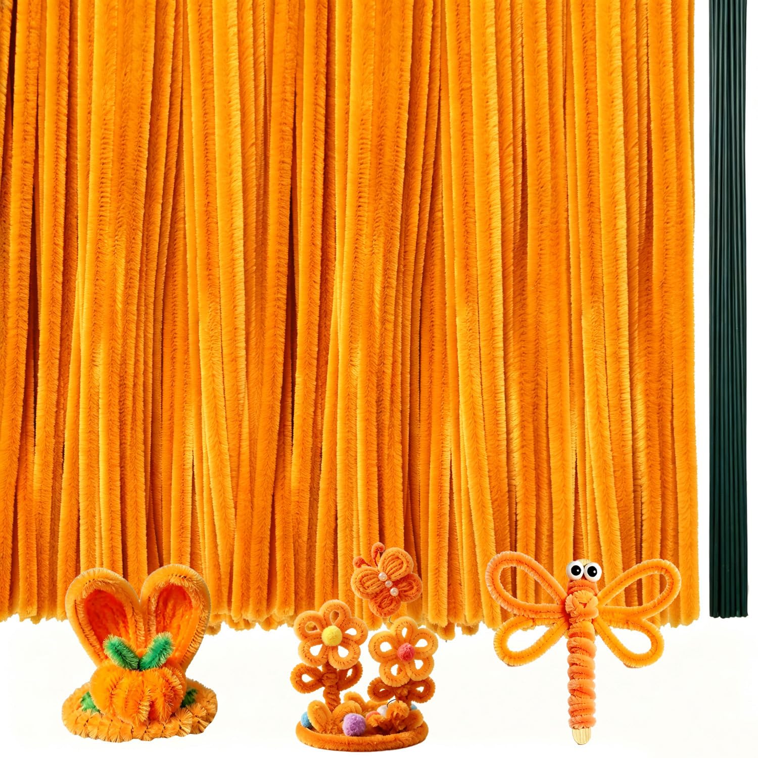 AHAMETON 306Pcs Gold Yellow Pipe Cleaners Flower Craft Kit Chenille Stems