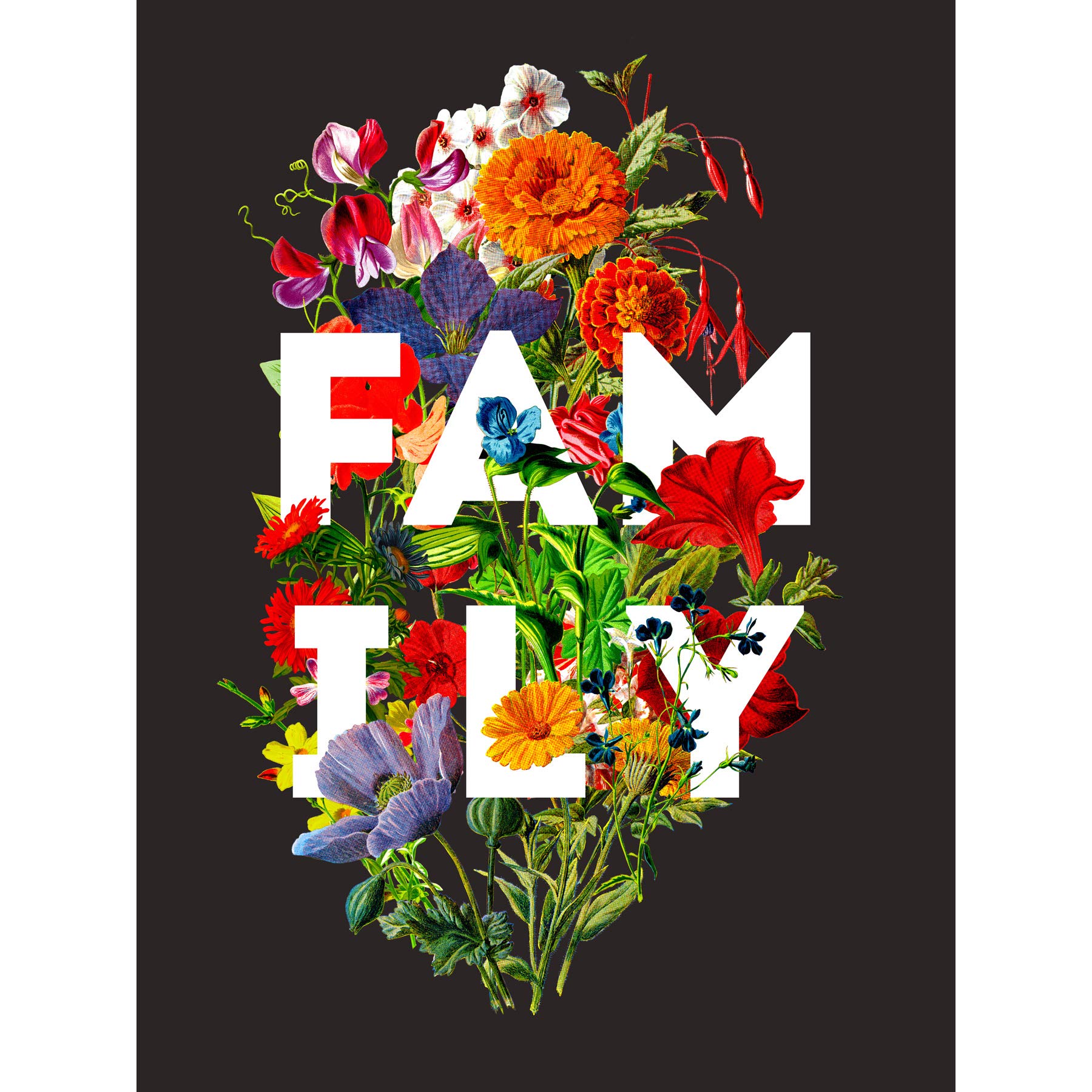 Wee Blue Coo Floral Layered Quote Family Large Wall Art Poster Print Thick Paper 18X24 Inch