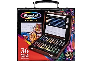 RoseArt Premium 36ct Acrylic Paint Set in Wooden Case
