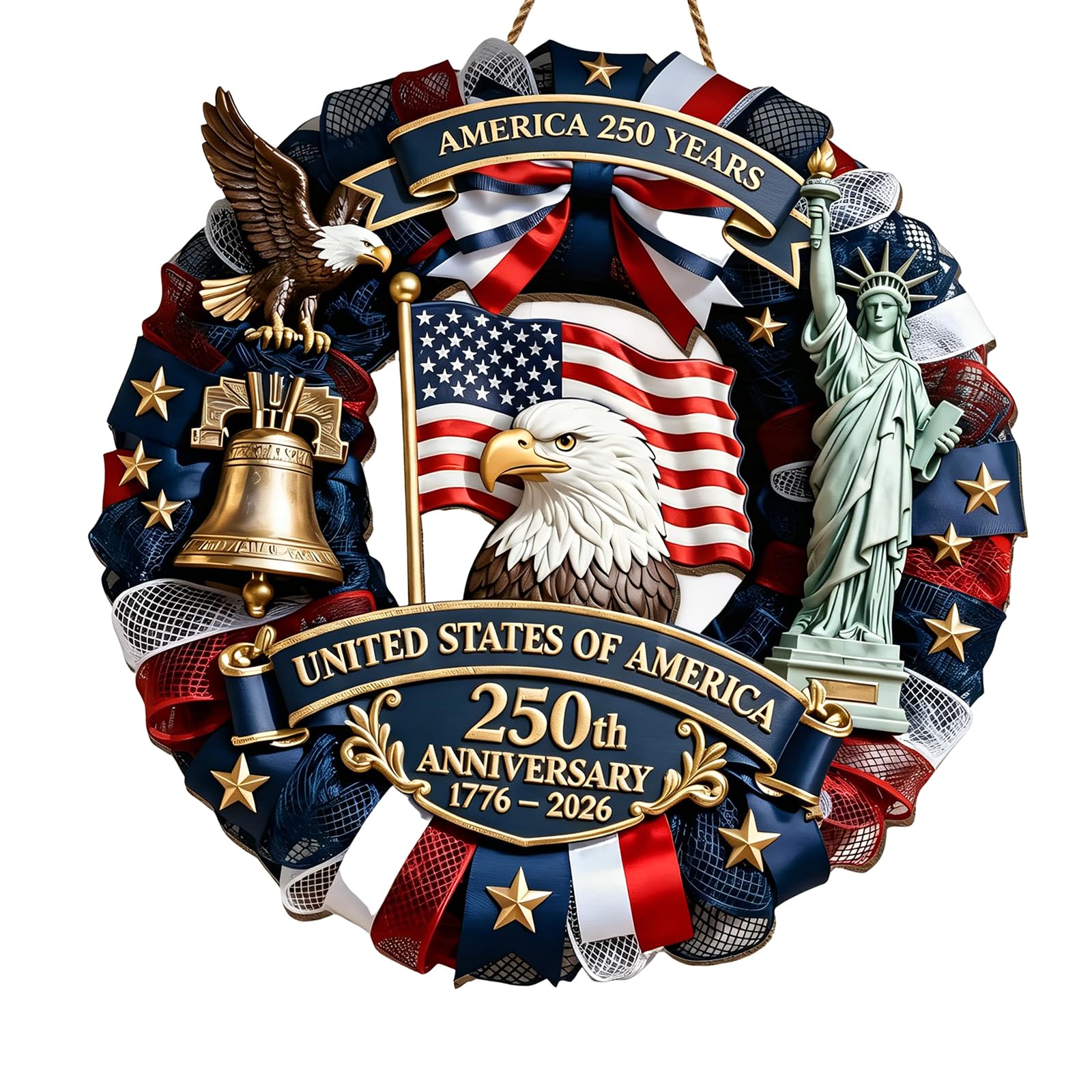 Jazuaiao Artisanal Boxwood Memorial for US 250th Anniversary Home Decor US Independence Commemorative Plate