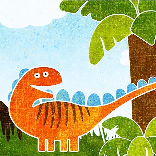 CONCORD - Papel tapiz para pared, diseño de dinosaurios, árboles, montañas, nubes para dormitorio de niños, sala de juegos, verde, azul, marrón,