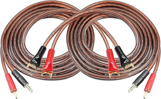 MEIRIYFA HiFi OFC Speaker Cable with Banana Plug to Y Spade Plug, 4mm Banana Plug to U Fork Plug Speaker Wire Cord Jumper Cable for Speaker Amplifier -2PCS (2M)