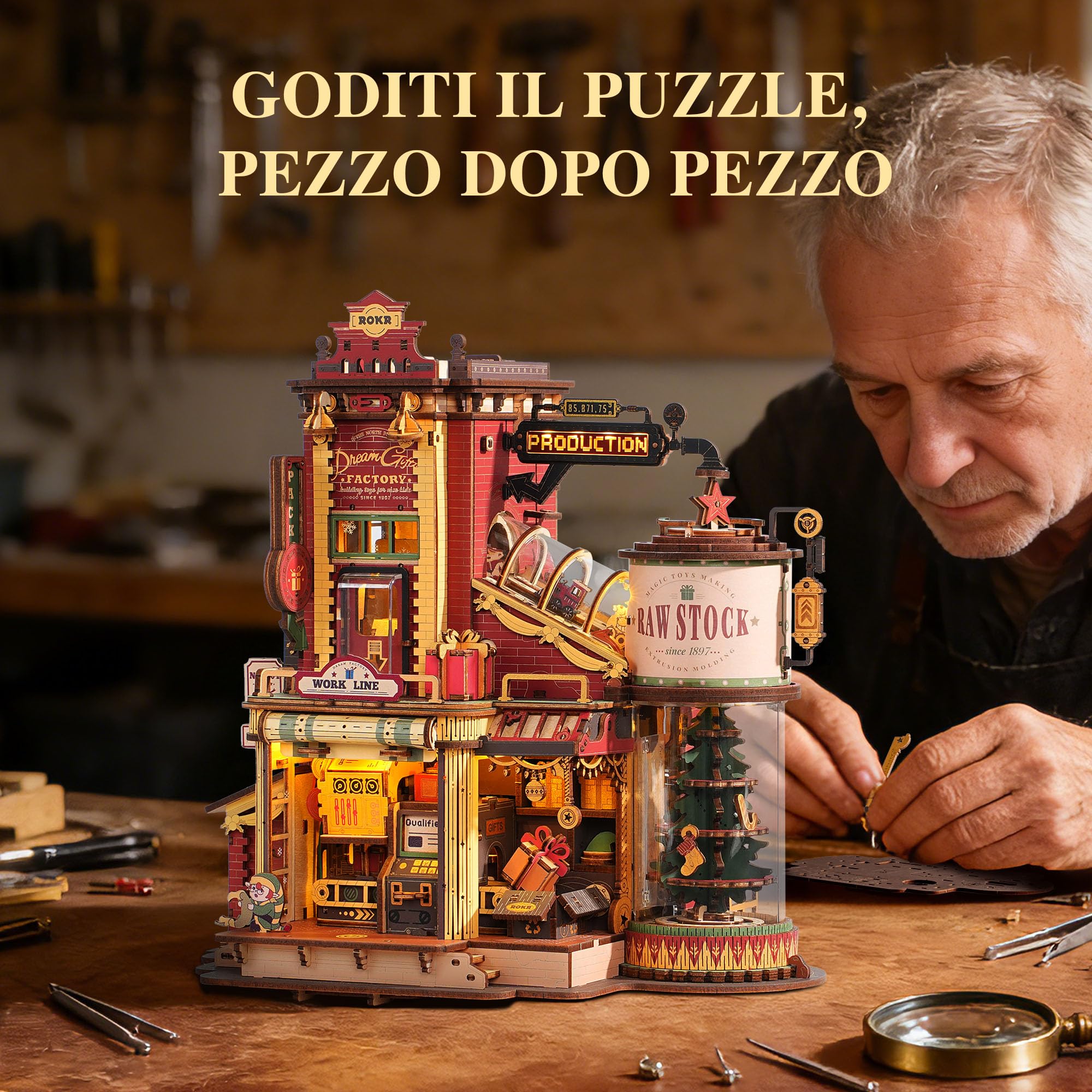 ROKR Puzzle 3D Legno Dream Gift Factory Modellismo da Costruire Adulti Idea Regalo Di Compleanno Unica Per Il Padre Uomo EAB01