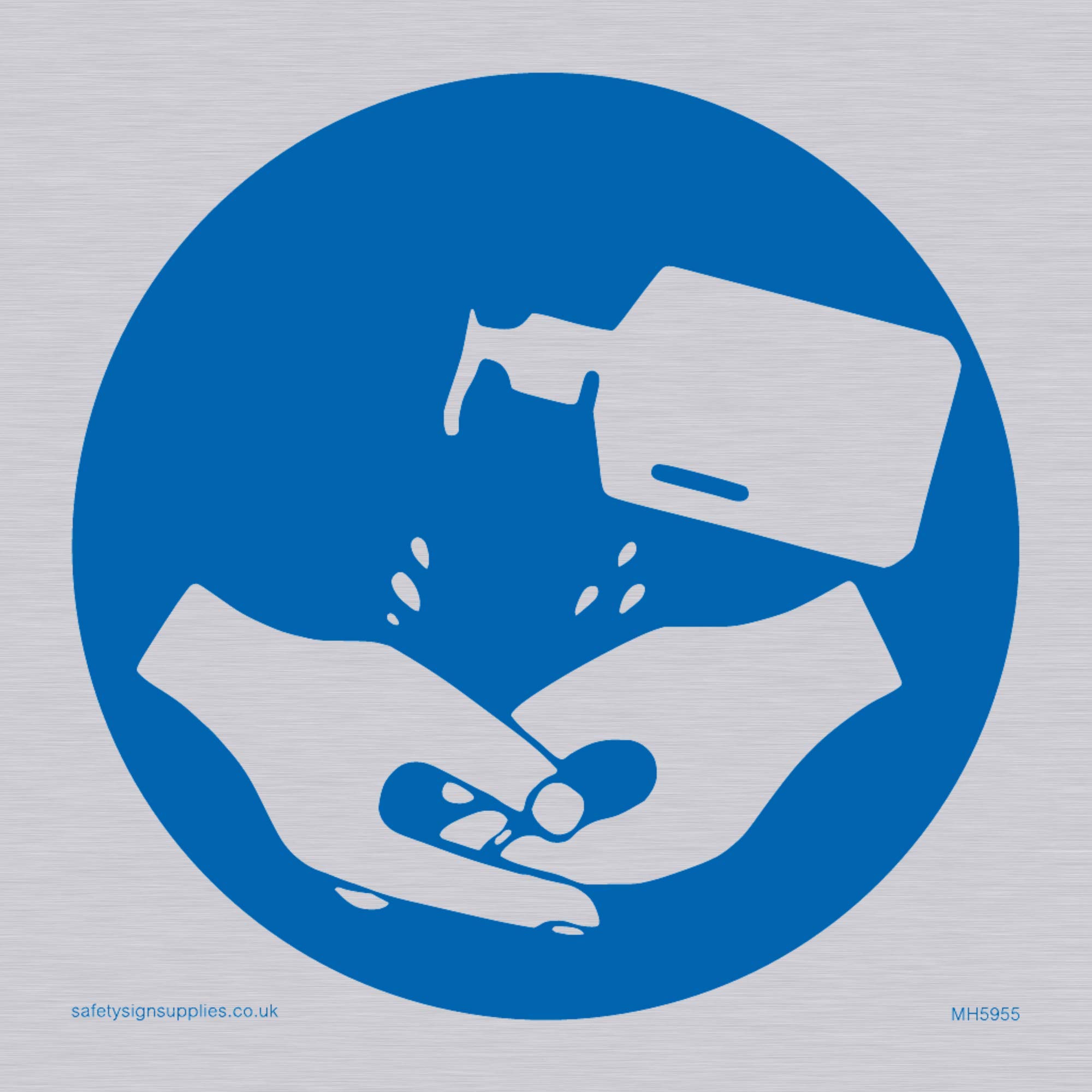 Viking Signs Hand sanitiser symbol sign - Plastic Semi-rigid Silver