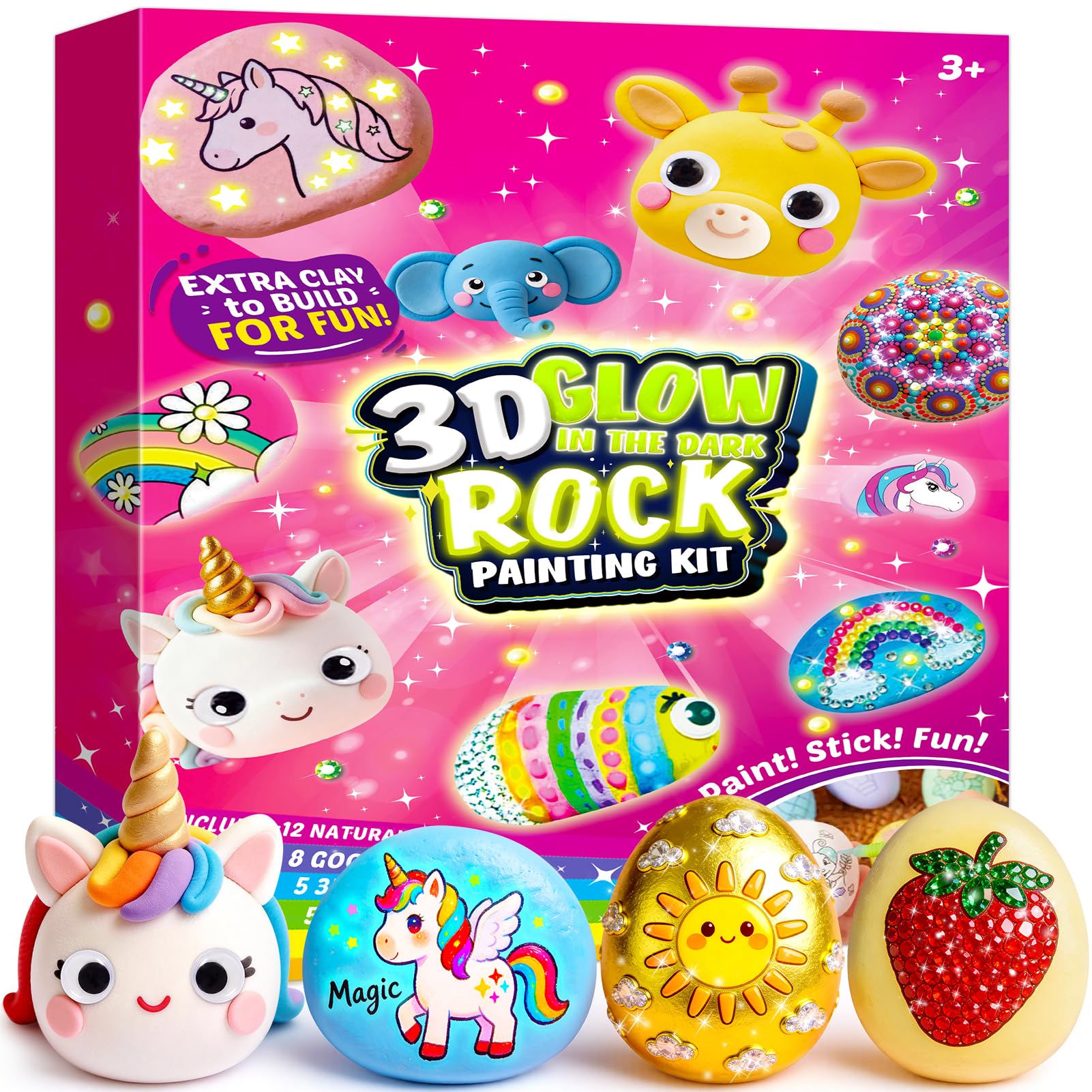 Bastelset Mädchen 6 7 8 9 10 Jahre, Einhorn Steine Bemalen Set Einhörner Spielzeug ab 5 6 7 Jahre Ostern Geschenke für Mädchen 5 6 7 8 9 10 Jahre Basteln Kinder ab 6-12 Im Dunkeln Leuchten Halloween