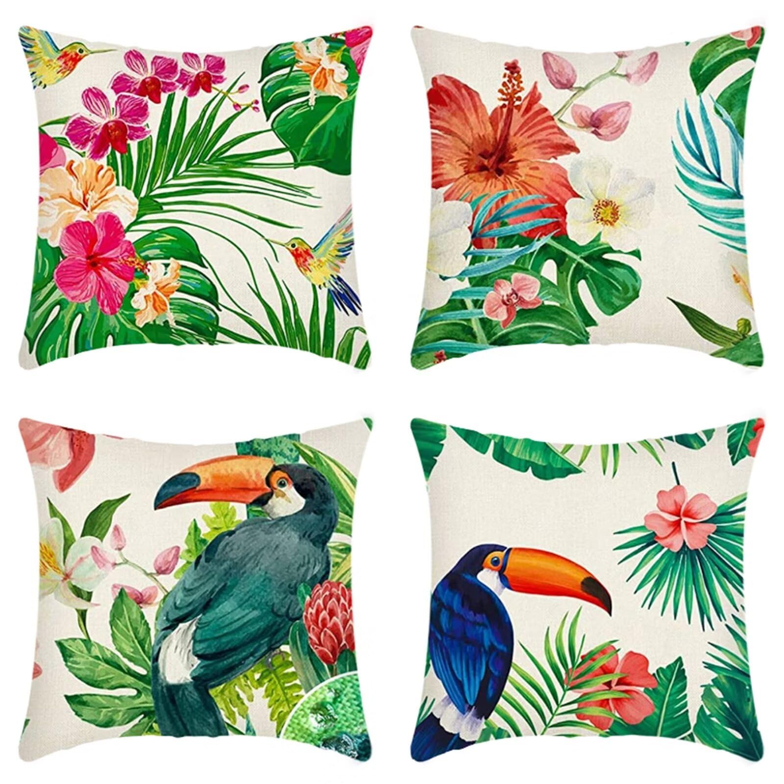 Outdoor Kissenbezug 80x80 Cm 4er Set - Leinen Bezüge Mit Verstecktem Reißverschluss Für Garten & Wohnzimmer