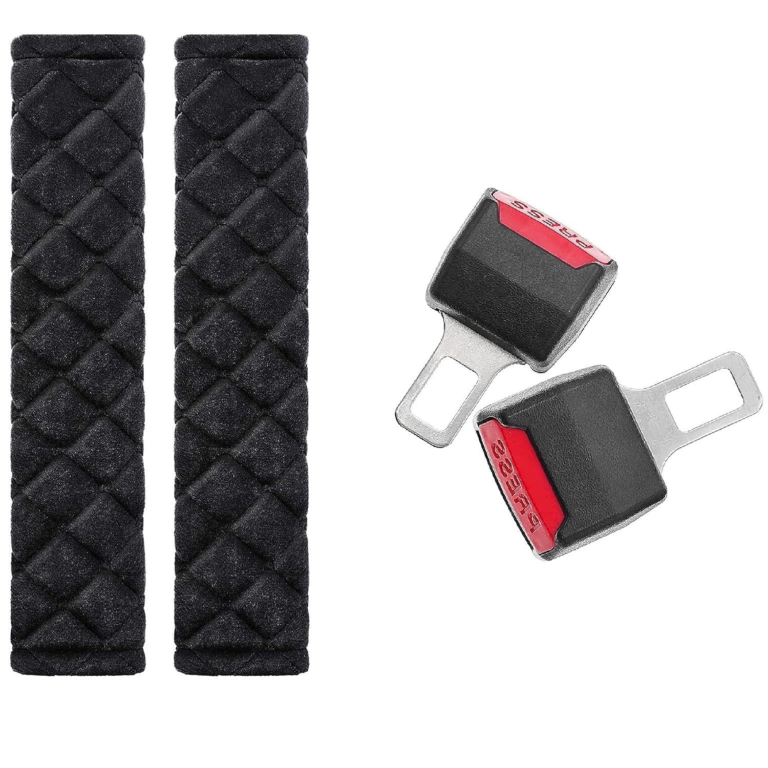 RAMPKD Car Seat Belt Cover for Driving Shoulder Pad for Adults and Children Universal Car Seat Belt Cushion + Car Seat Belt Clip Combo (2 pcs Cushion + 2 pcs Clip)