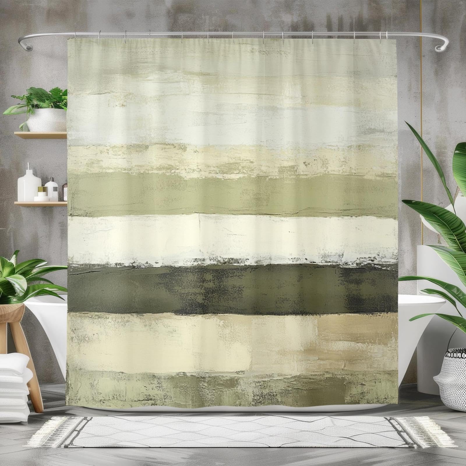 UUDIHO Abstract Bath Shower Curtain, Cream Mildew Resistant Washable for Bathroom Wet Room Extra Long Shower Curtain Decor 200x220cm/79x87in(WxH) Shower Curtain