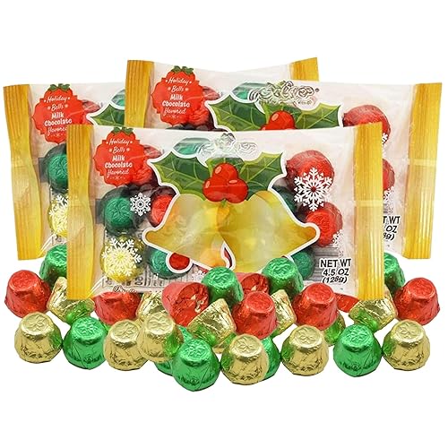 Chocolates navideños envueltos individualmente, golosinas de Navidad de tamaño bocado, recuerdo de fiesta, relleno de calcetines y más, 4.5 onzas,