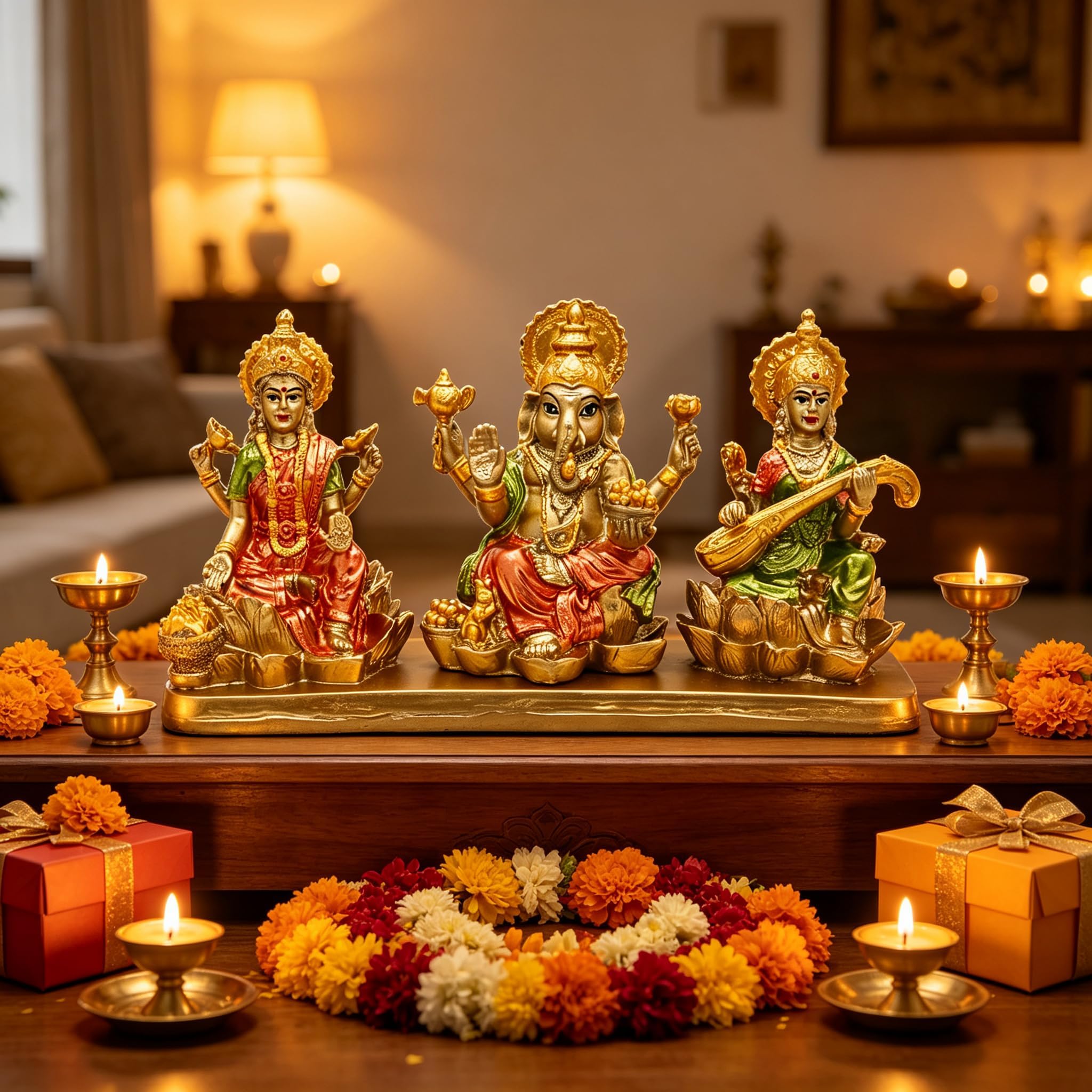 Lakshmi Ganesha Saraswati Statue Set Goddess Lakshmi Saraswati Lord Ganesh
