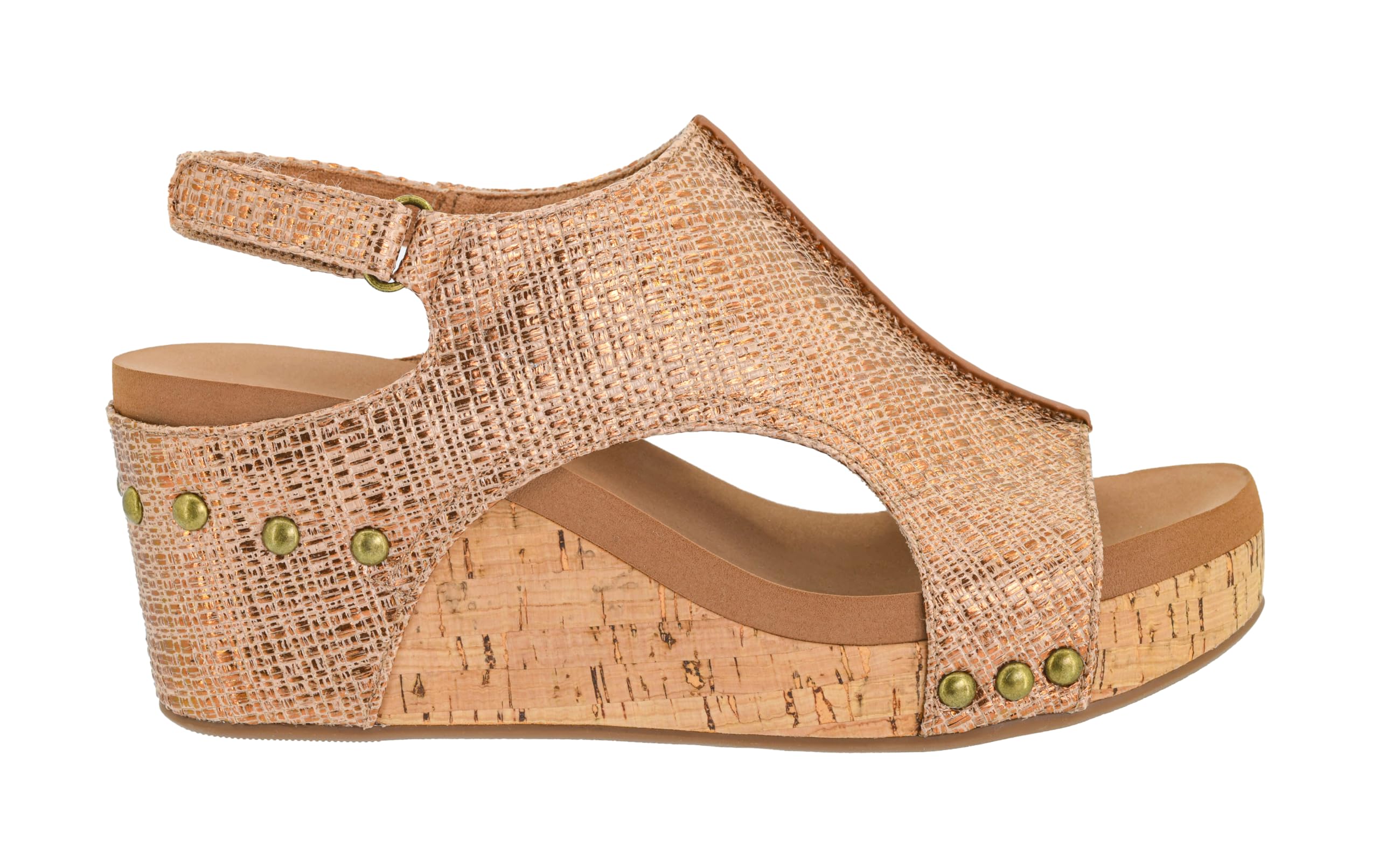 Corkys Footwear Womens Carley Wedges, Featuring Corkys EVA Foam Cushioned Insoles, A 2.5 Inch Heel, Lightweight For All Day Wear, And Hook And Loop