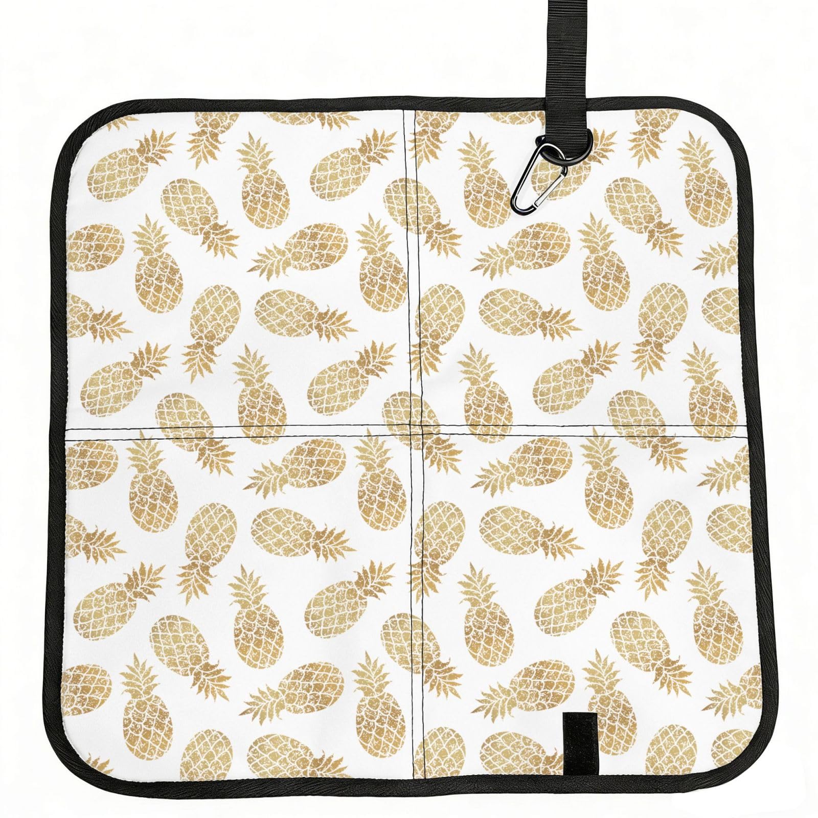 VCzsdff Golden Pineapple Background Print Portable Seat Cushion Folding Bleacher Pad Compact Picnic Sitting Mat Polyester 40cm