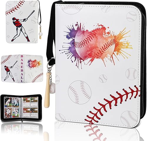 SUPERNIGHT Carpeta de tarjetas de béisbol, carpeta de tarjetas intercambiables con mangas, 400 bolsillos, carpeta de tarjetas deportivas