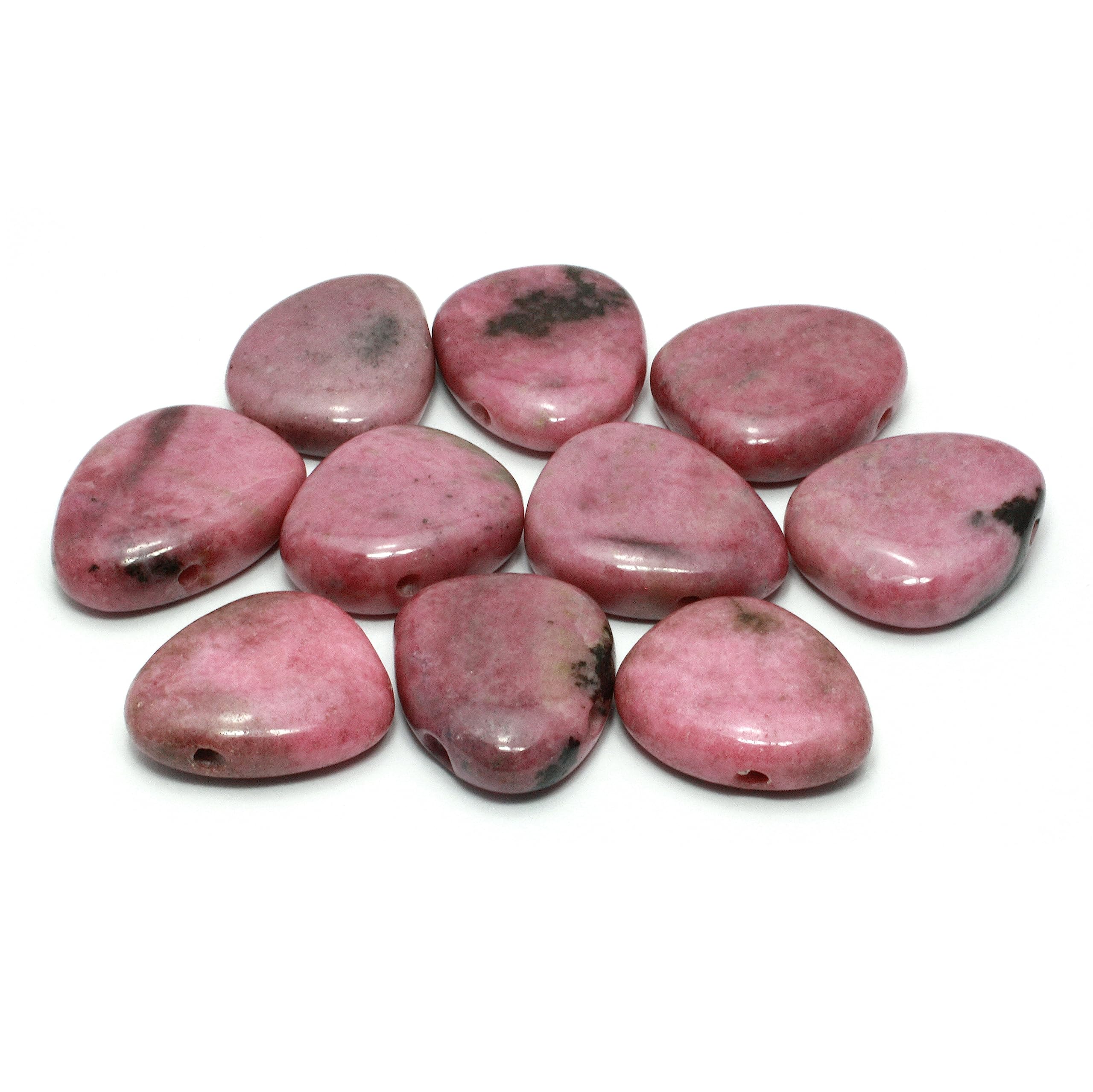 Geofossils Rhodonite Drilled Tumble Stone