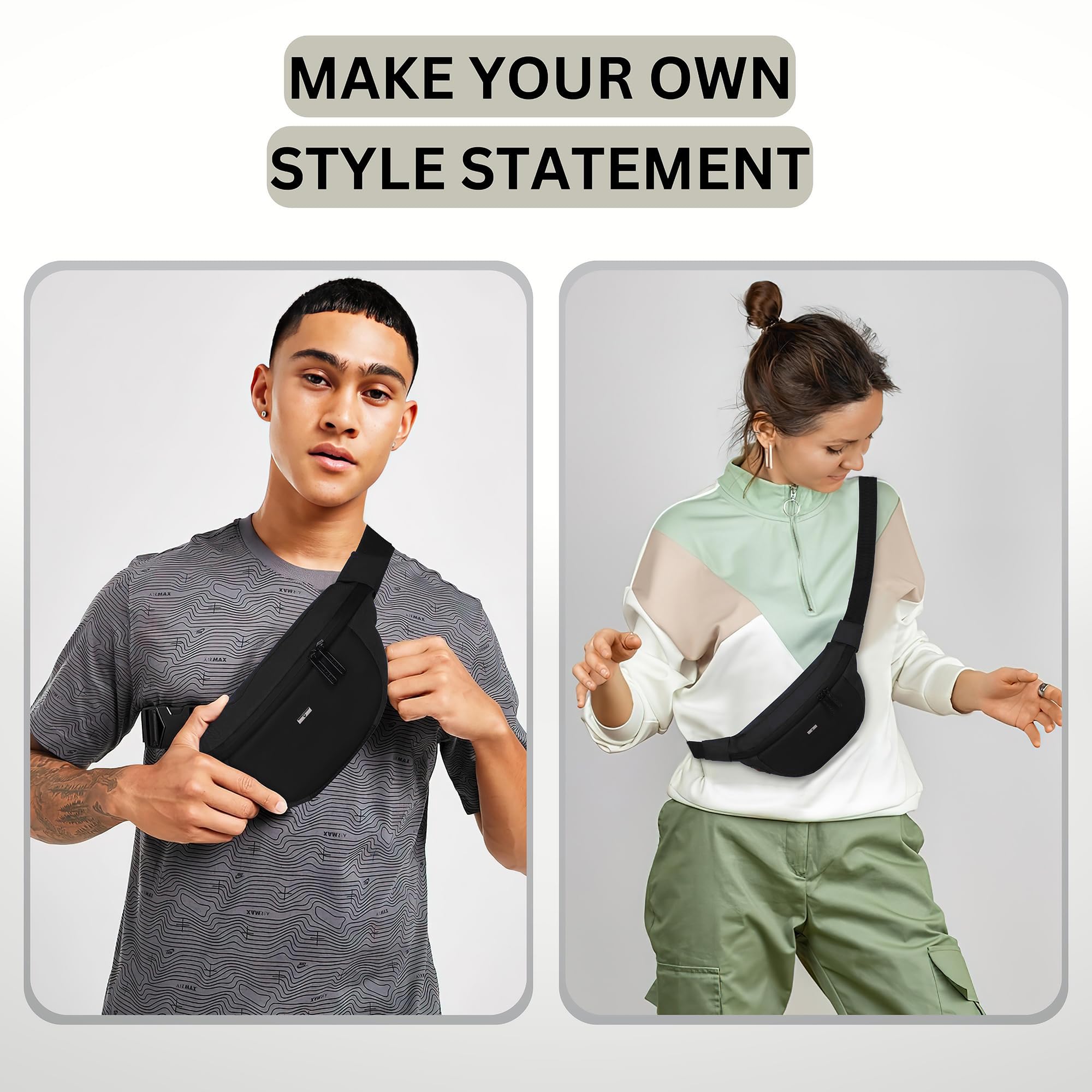 WILDHORN Waist Bags for Men Women I Ultra Strong Stitching Sturdy Zippers Waterproof Pocket Large Fanny Pack for Hiking Travel Camping Running 1