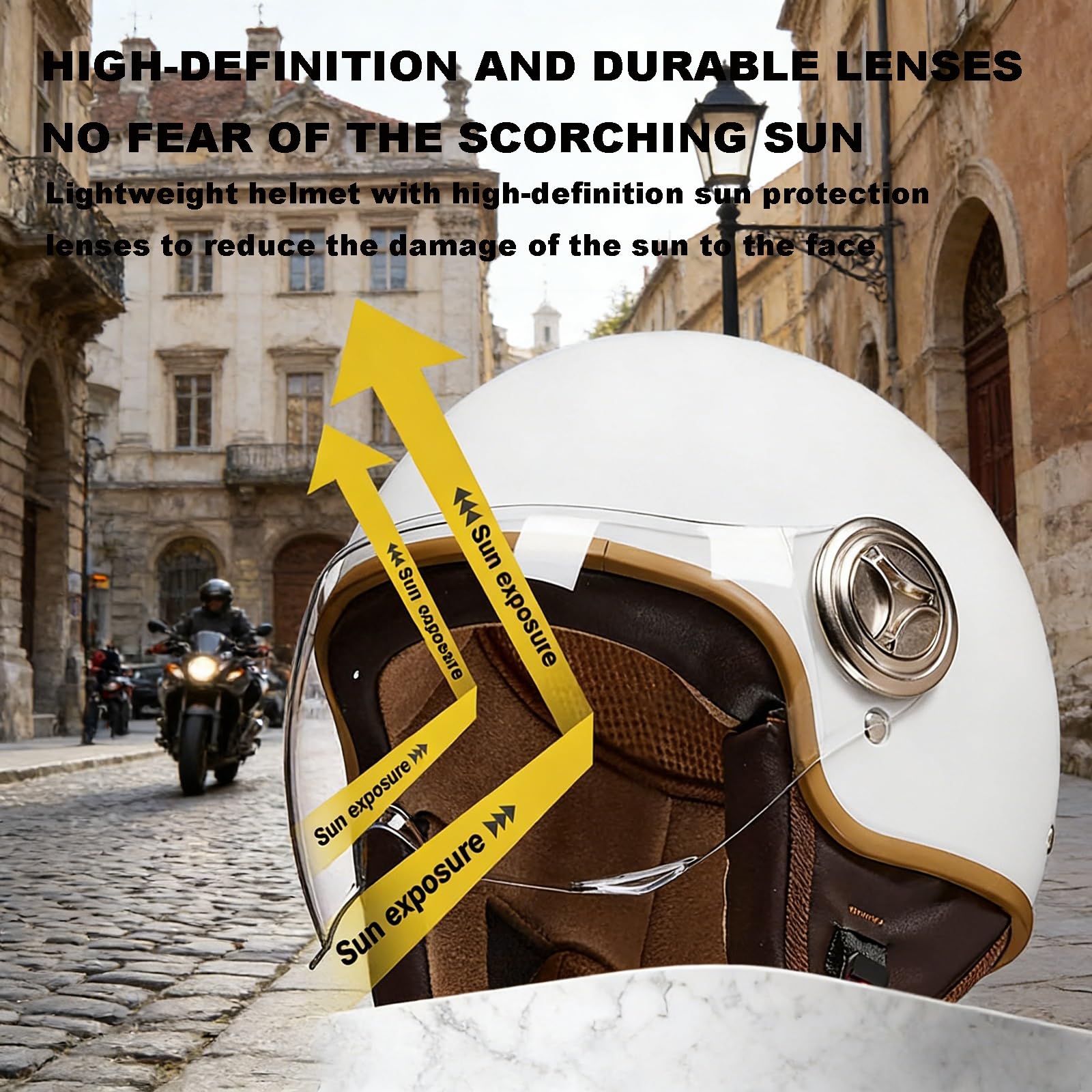 Casco 3/4 Aperto Moto E Scooter Per Bambini – Visiera Solare HD Anti-UV, Per Ragazze E Ragazzi (mopedi Leggeri), Taglia 54-61cm, Adatto Per 5-12 Anni.(7)