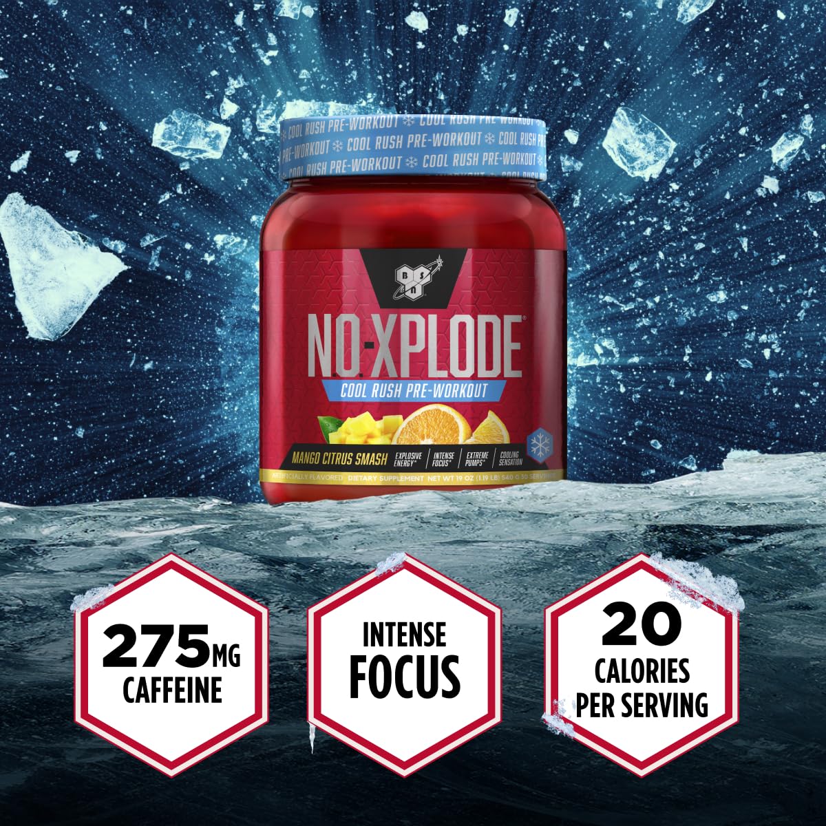Amazon.com: BSN N.O.-XPLODE Polvo de preentrenamiento Cool Rush