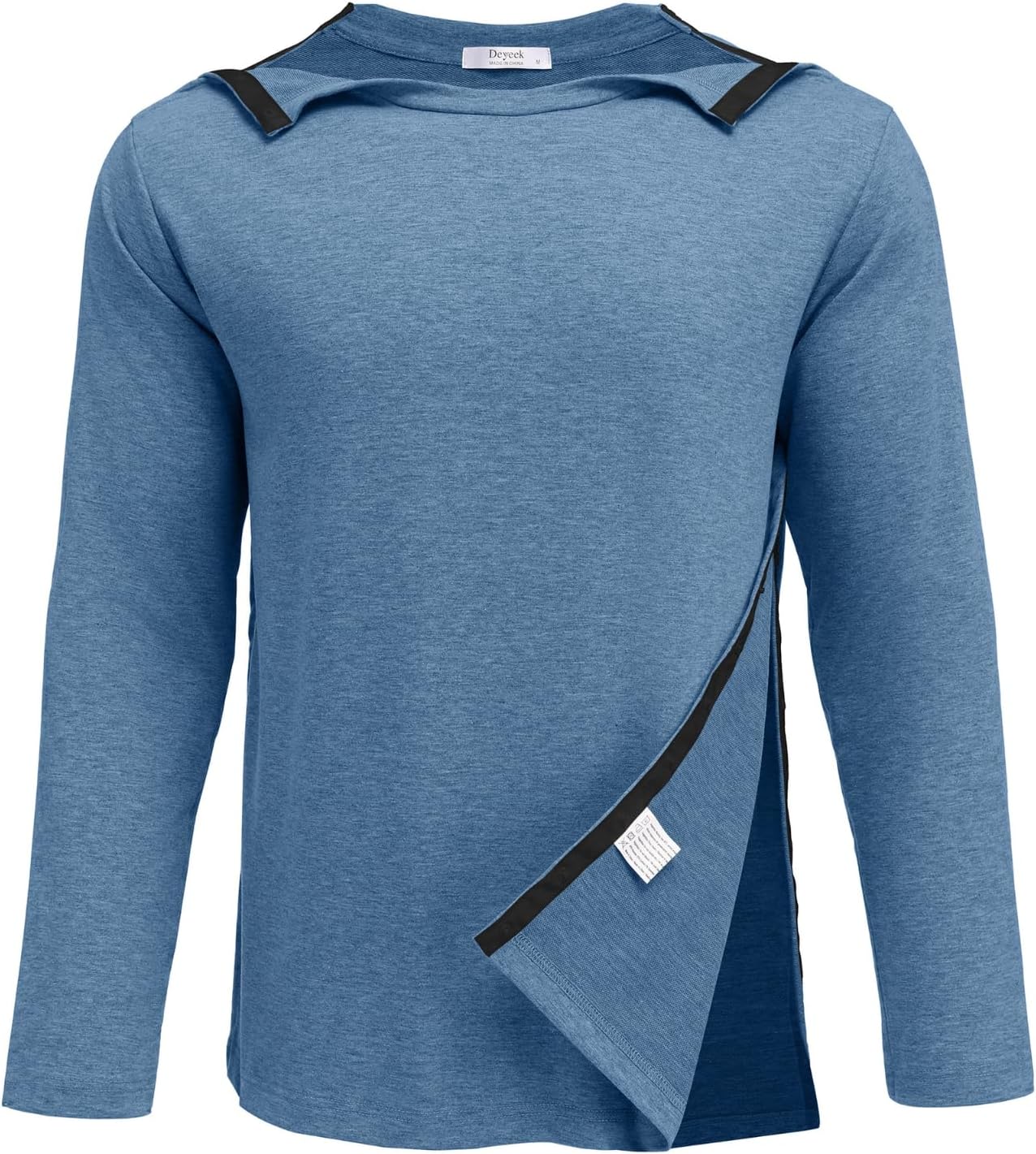 Deyeek Post Shoulder Surgery Recovery Shirts for Men Chemo Port Access Top Snap Full Tear Away Long Sleeve - Image 7