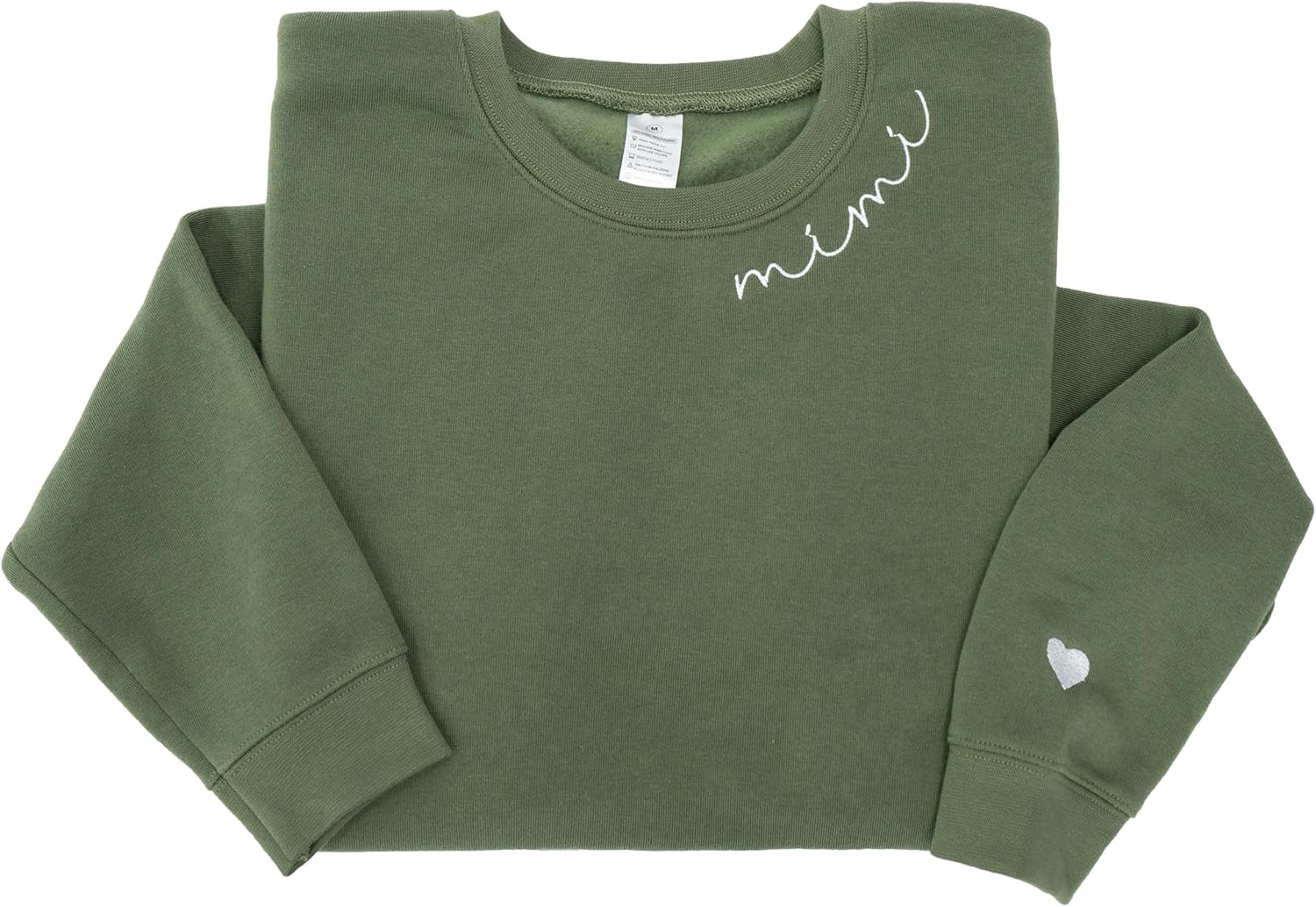 IZI POD - Mom Mama Grandma Embroidered Crewneck Sweatshirt Heart On Sleeve For Women-Gifts For Mom, Grandma, Mimi, Nana, Gigi