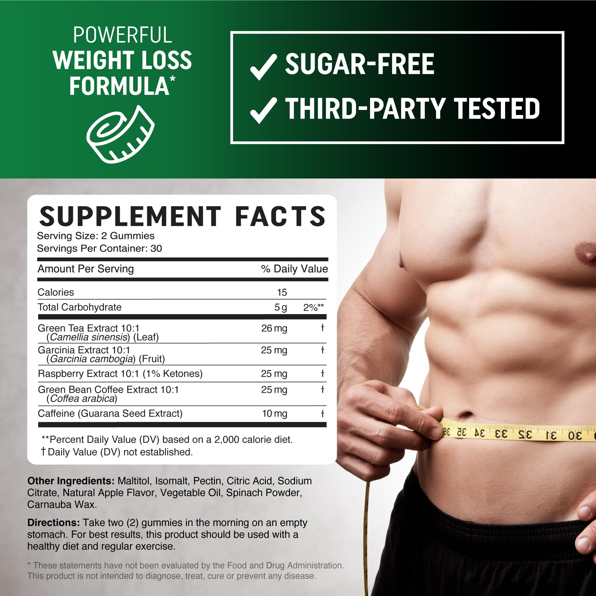 Men’s Fat Burner Gummies for Weight Loss with Green Tea & Green Coffee Bean — Amazon image 6