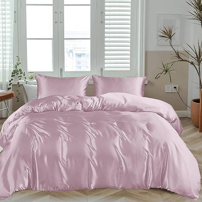 Linenwalas 100% Vegan Bamboo Silk Only Duvet Cover with Zipper and Corner Ties, Natural Soft and Light-Weight, Best for Delicate Skin, Breathable, 60x90 (Single, Lilac)