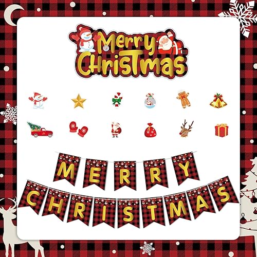 Miniatura 7 de Juego de 226 piezas de decoración de fiesta de Navidad, color rojo y negro, a cuadros, juego de vajilla para fiesta de Navidad, platos, servilletas,