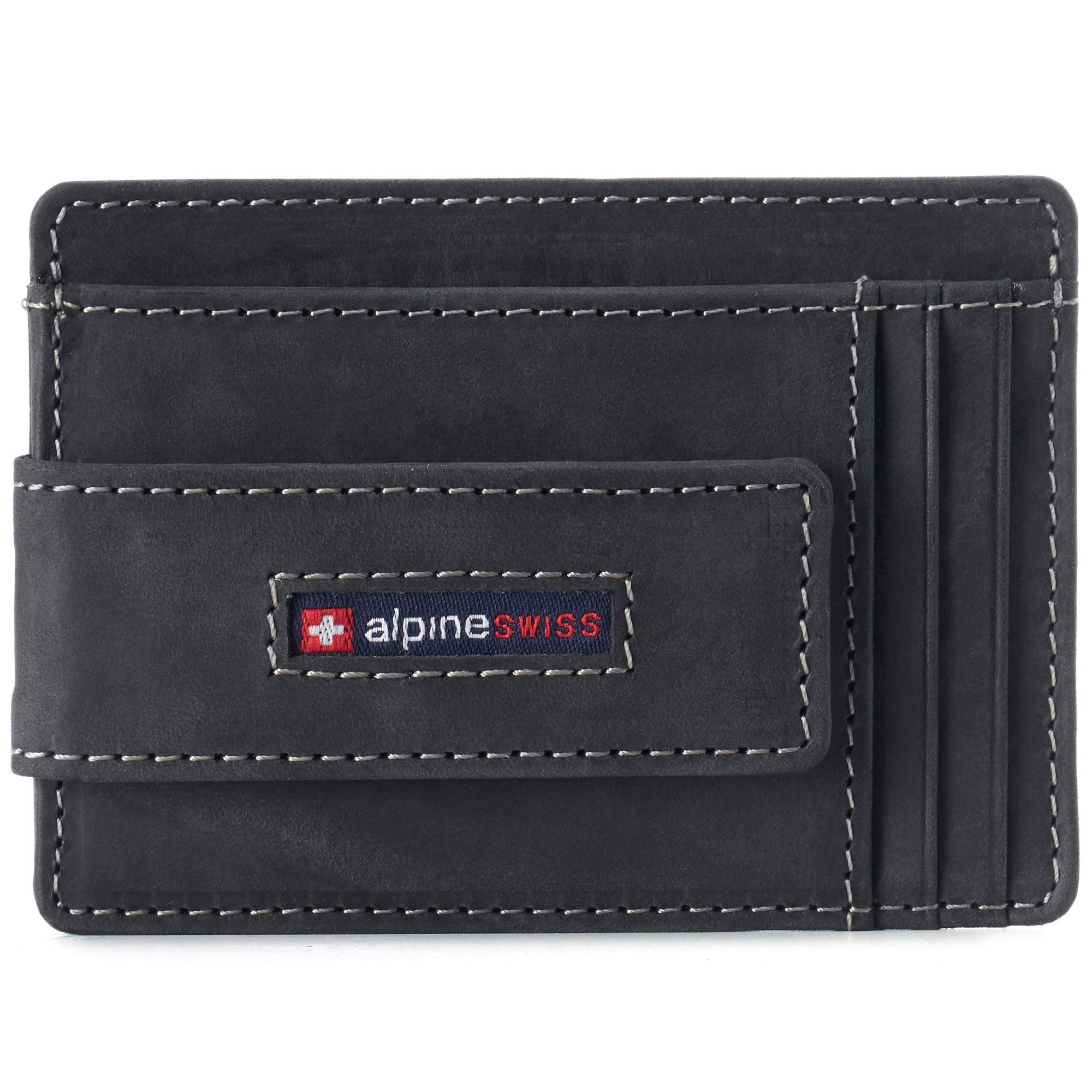 alpine swiss Harper Mens RFID Slim Front Pocket Wallet Magnetic Money Clip ID Card Holder Leather