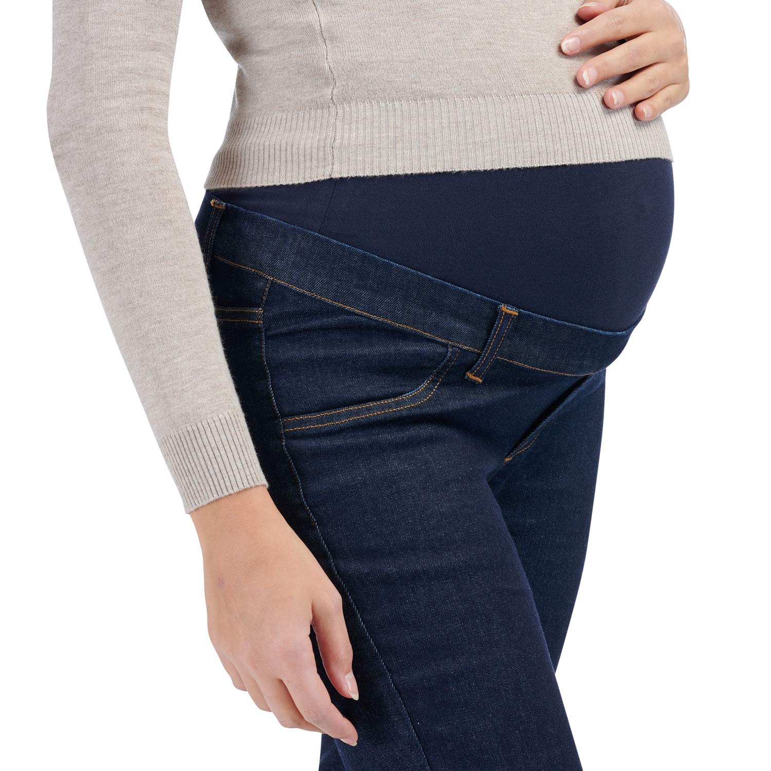 MAMAJEANS Passy - Jean de Maternité à Jambe Droite, Pantalon de Grossesse Droit de Style Vintage - Made in Italy