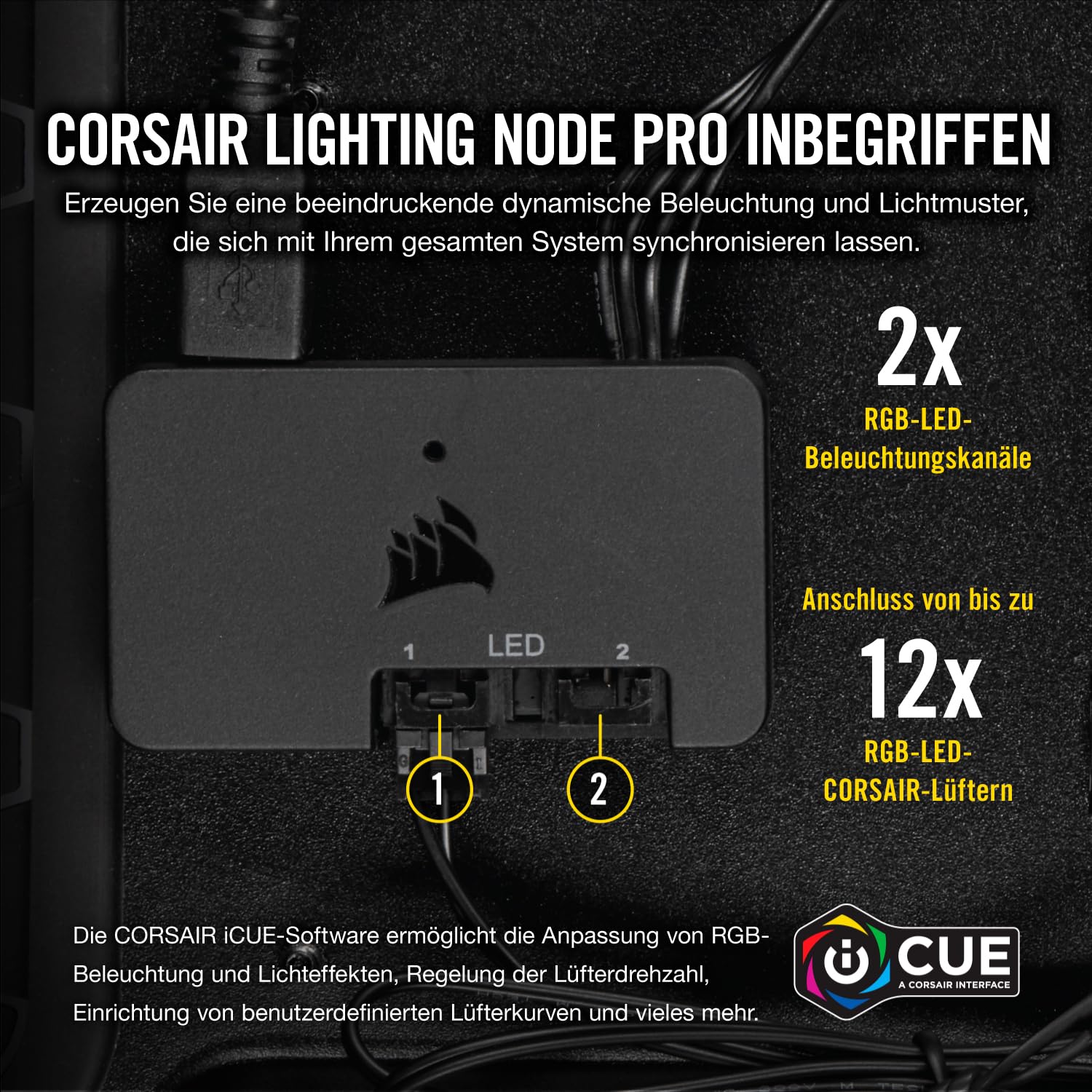 Corsair LL120 RGB LED PWM PC-Gehäuselüfter (120mm Dual Licht Loop RGB LED, Dreierpack mit Lighting Node PRO) weiß