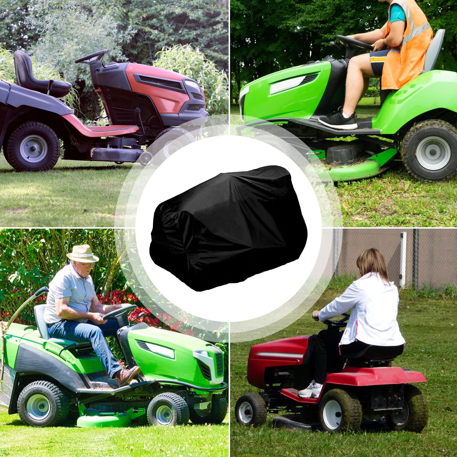 Cubierta de cortacésped, cubierta para cortacésped, cubierta para tractor de césped impermeable | Protectores resistentes a los rayos UV con bolsa de almacenamiento para exteriores, jardín