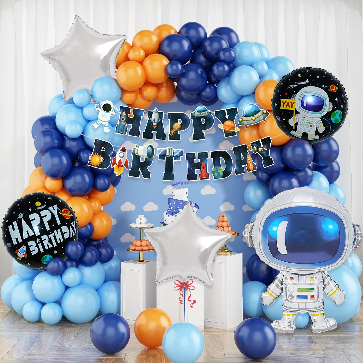 Rozi Decoration Space Theme Birthday Decoration Items for Boys, Girls, Kids Bday Decor, Astronaut Theme Birthday Decorations Combo Pack of 53 Pcs