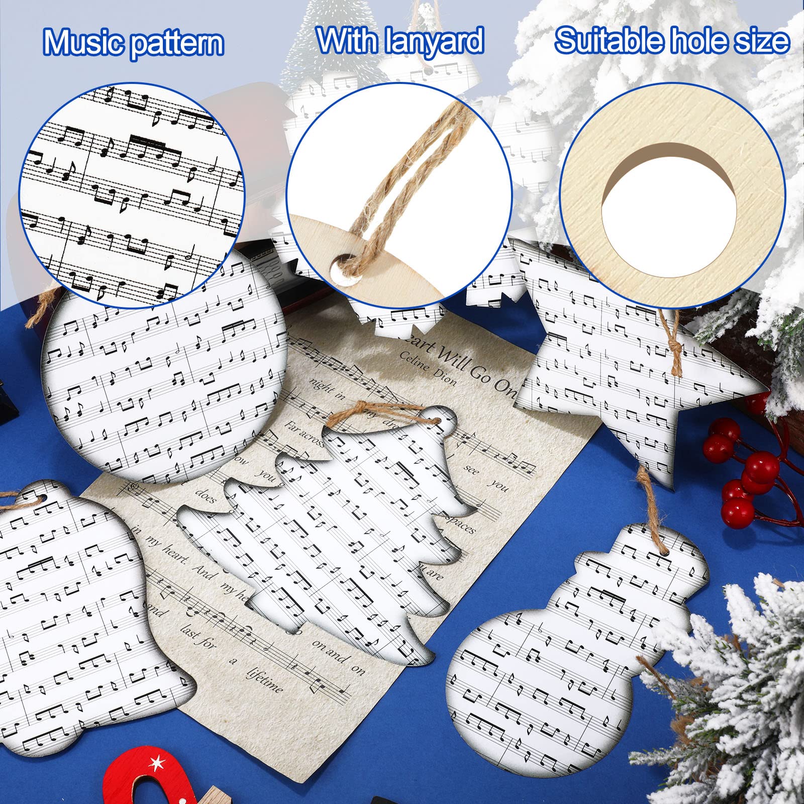 8 Adornos Notas Musicales Negras De Papel - 115 Cm Largo, Para Fiestas Música, Cumpleaños, Festivales