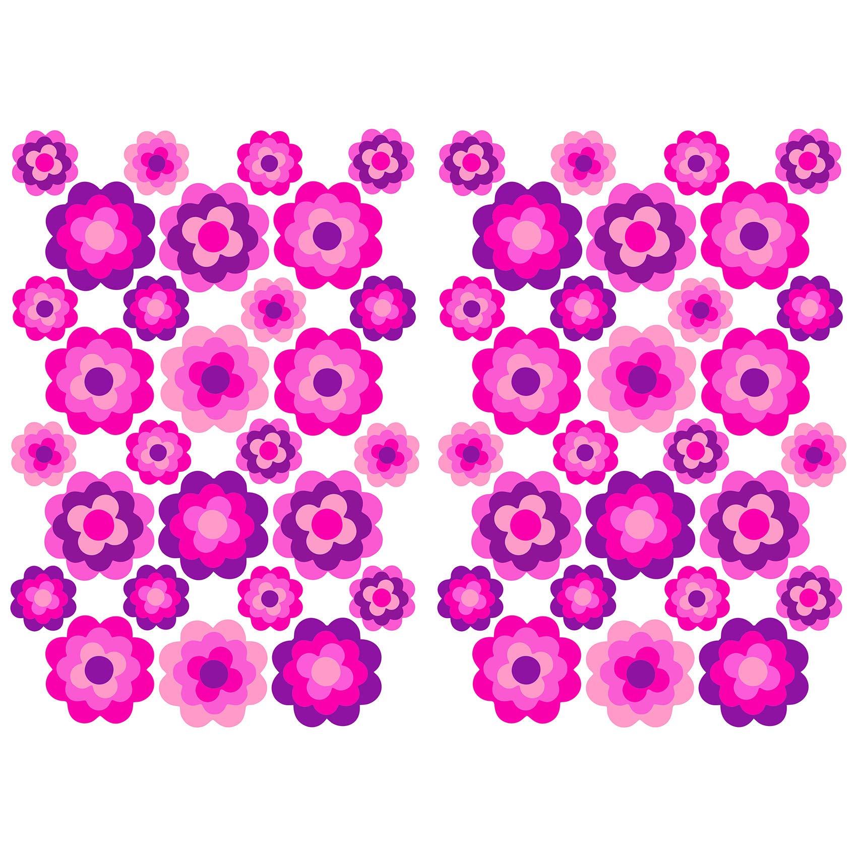 Finest Folia 56 adesivi a forma di fiori in stile hippie