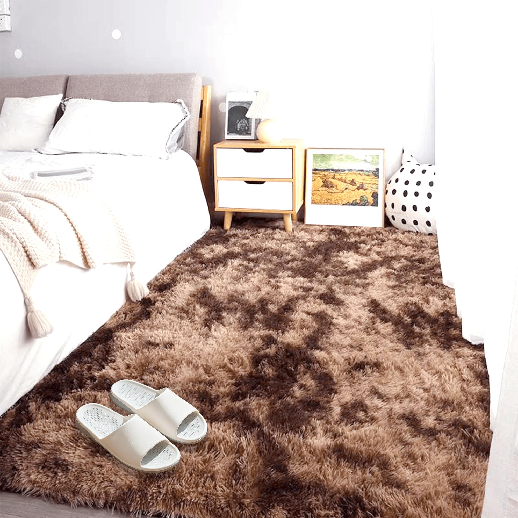 Tapis de salon 190 x 200 cm moelleux grand tapis de chambre lavable