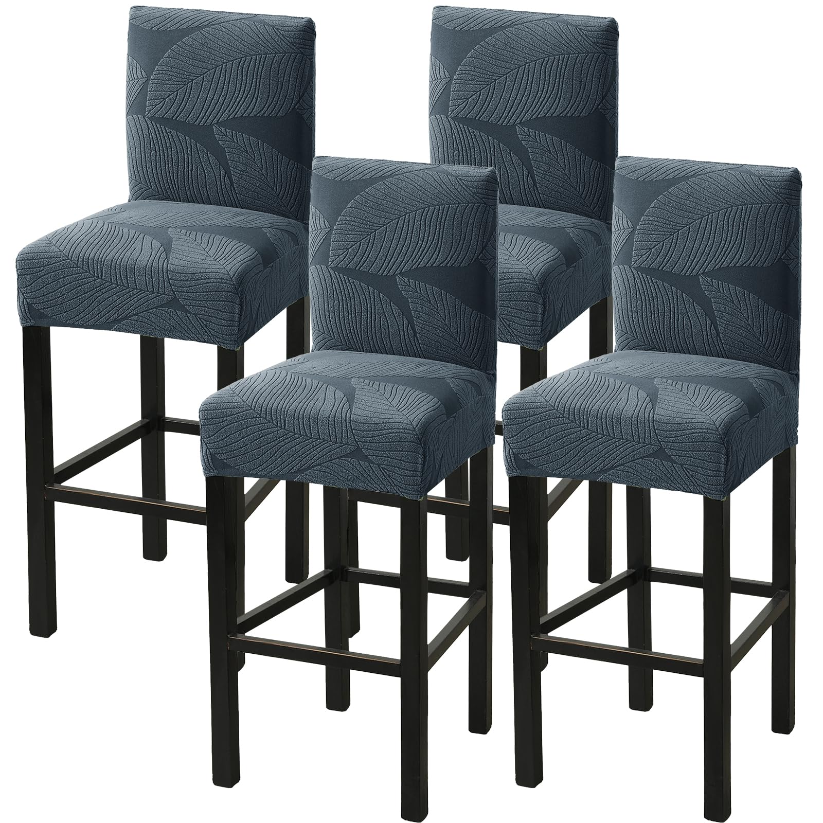 HAOYONG Bar Stool Covers, Stretch Counter Stool Pub Chair Slipcover Washable Counter Height Chair Covers for Kitchen Dining Room Cafe Set of 4 (Dark Gray)