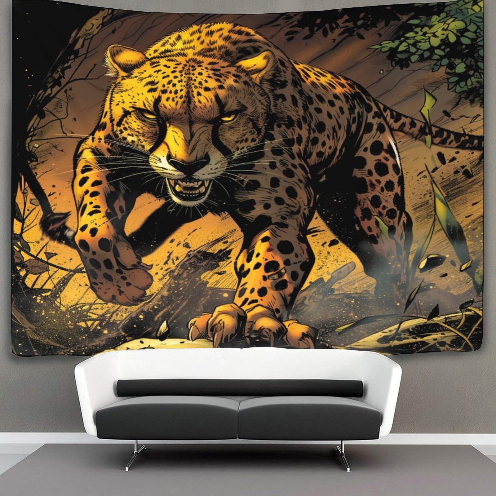 kaiyun Cheetah Tapestry Animal Tapestries 3D Wall Hanging Home Decorations for Room 100cmx150cm
