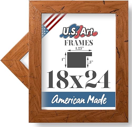 US Art Marcos de roble envejecido de 18 x 24 pulgadas, acabado envejecido sintético de 1.25 pulgadas, compuesto de madera MDF plana, decoración de