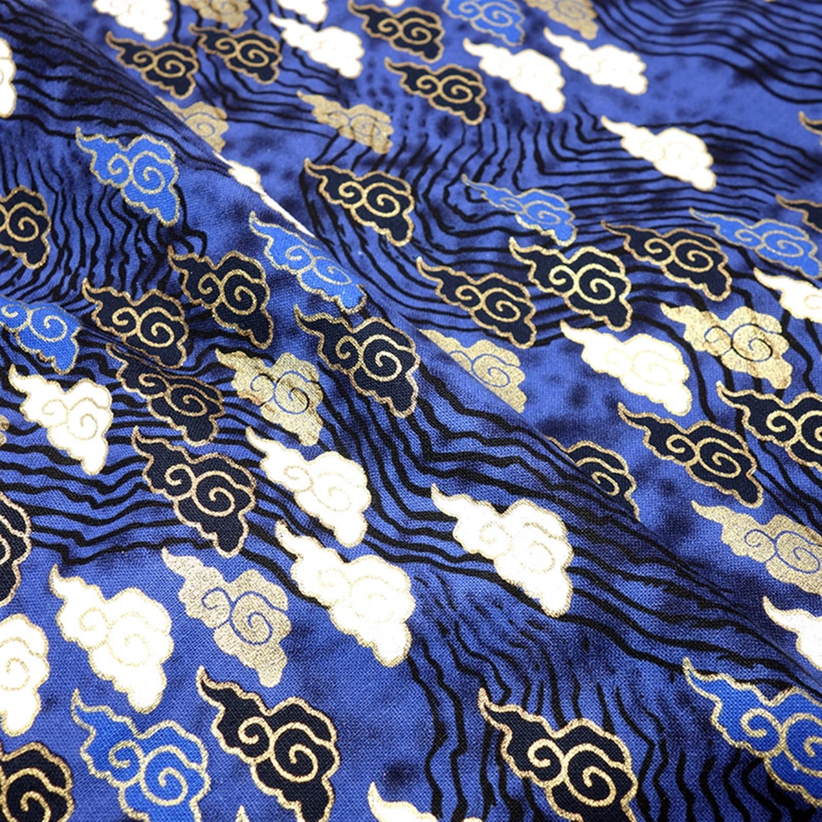 145 cm de ancho (longitud a partir de 1 m, tela de algodón azul marino, tela de costura para hacer kimono, materiales artesanales para niños, tela para coser (5,500 cm x 145 cm)