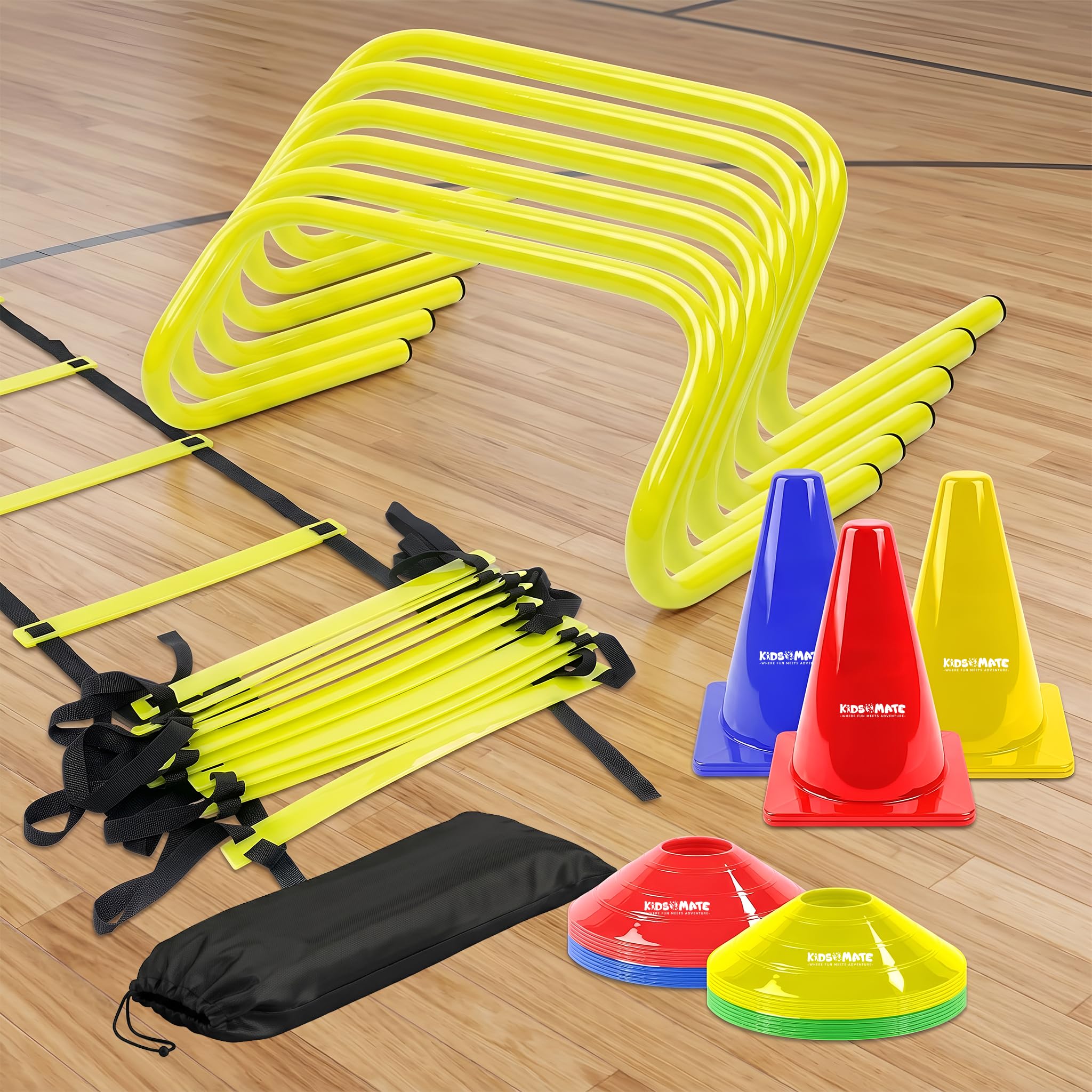 Kidsmate Speed & Agility Training Equipment Kit for Kids | Ladder, Hurdles, Marker Cones & Space Markers Combo Set | Sports Toys for Boys & Girls 7-14 Years | Fitness Toys for Teens & Beginners-picture-31