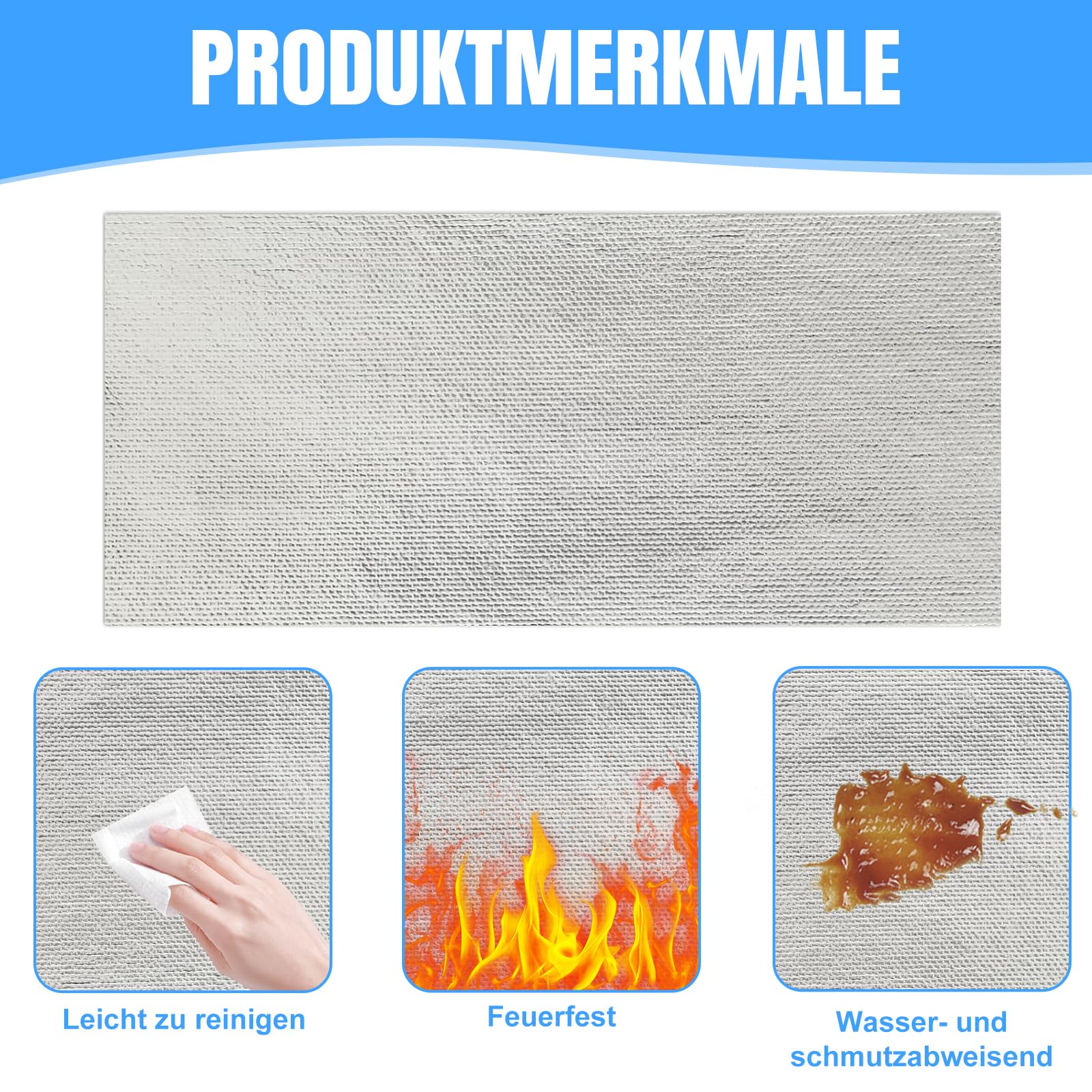 Aluminiowa mata chroniąca przed wysoką temperaturą, izolacja z włókna szklanego, materiał odblaskowy (60 x 200 cm)