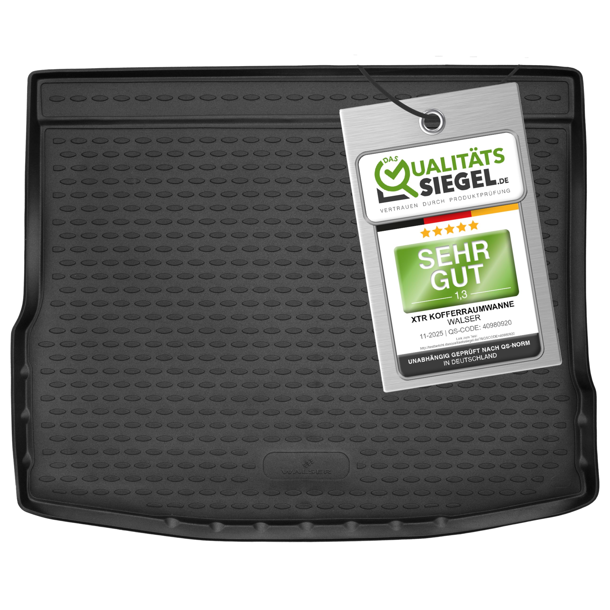 WALSER XTR Kofferraumwanne für VW Tiguan 2 (AD1, AX1) 01/2016-2023, oberer Ladeboden, 100% passgenaue Antirutschmatte Auto, Gummimatte Auto, Kofferraum Schutzmatte, Auto Gummimatten