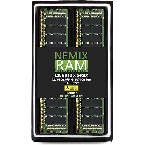 128GB 2x64GB DDR4-2666 PC4-21300 2Rx4 RDIMM ECC Registered Memory by NEMIX RAM