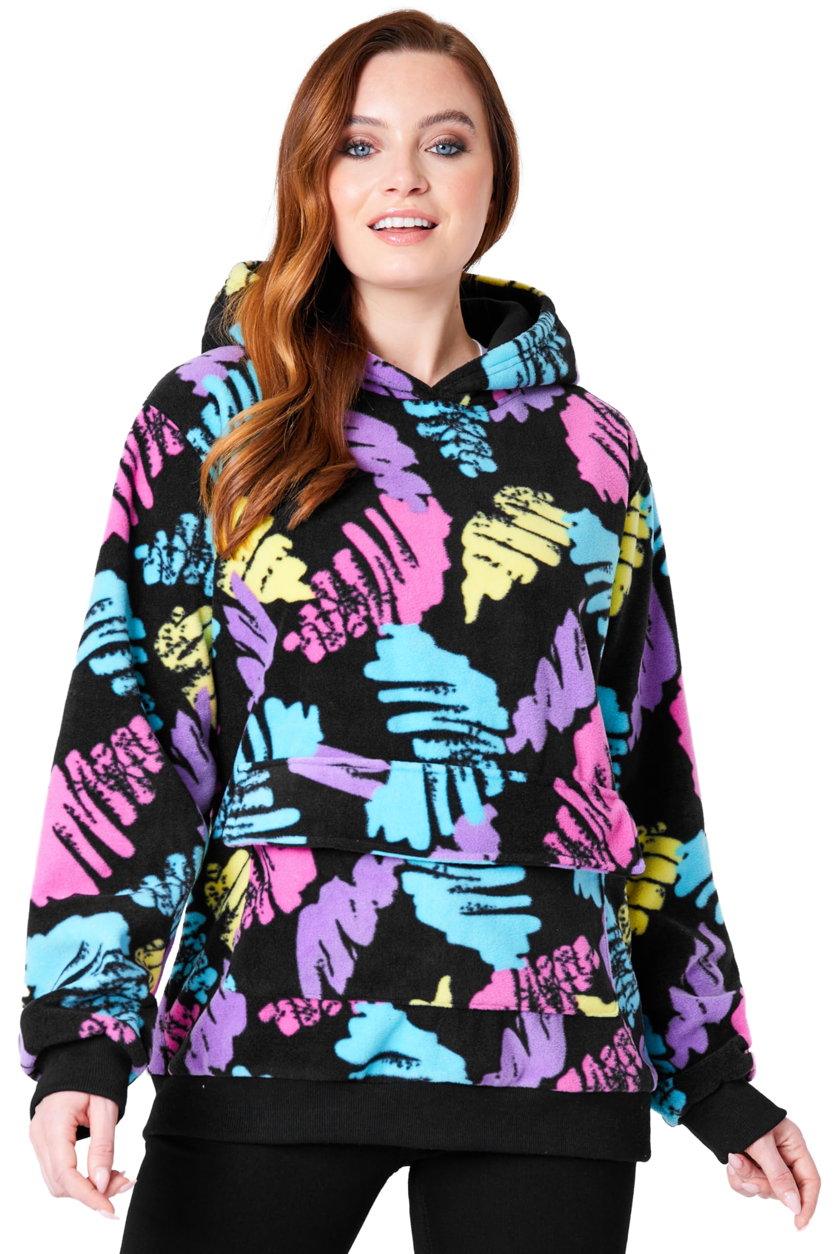 CityComfort Deken met capuchon voor kinderen, fleece hoodie-deken om aan te trekken, grijs, Eén