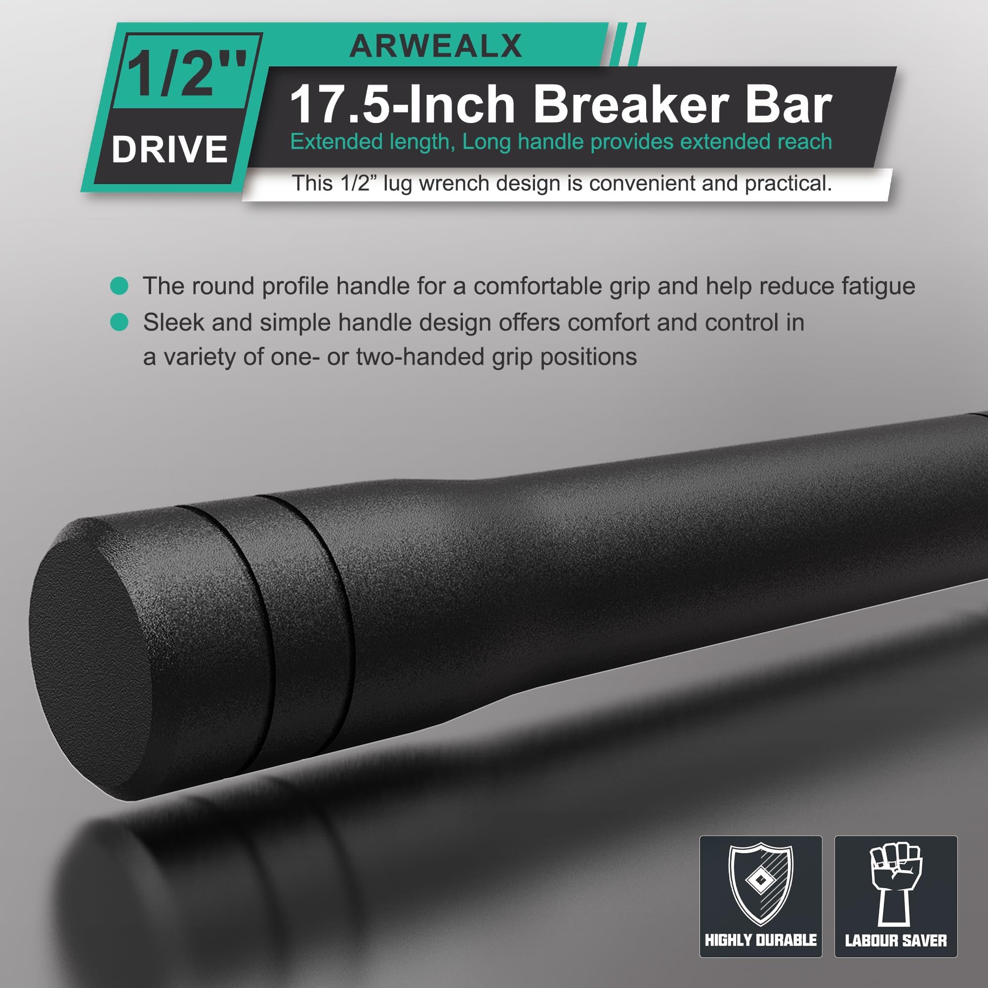 Arwealxs 1/2" Drive Breaker Bar, 44.5cm Heavy Duty Extension Breaker Bar, 180° Rotatable Head, Auto Repair, Mechanical Repair - Image 4